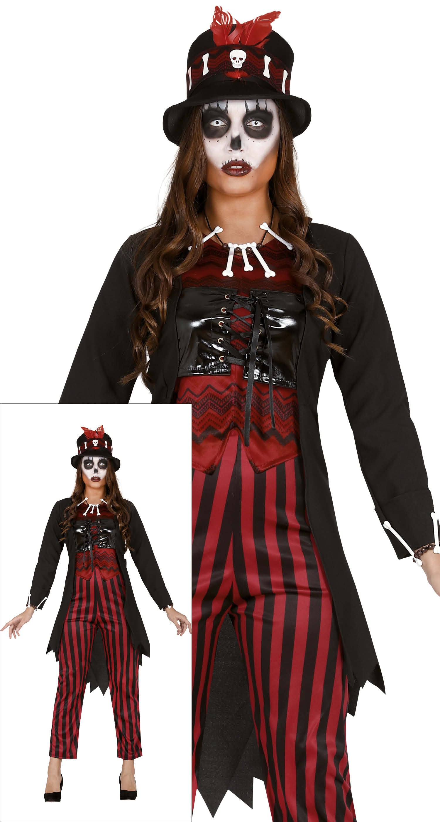 GP88780 – Voodoo Hexe Halloween Magie Kostüm – Größe: 44 - 46 (XL) – Farbe: Schwarz