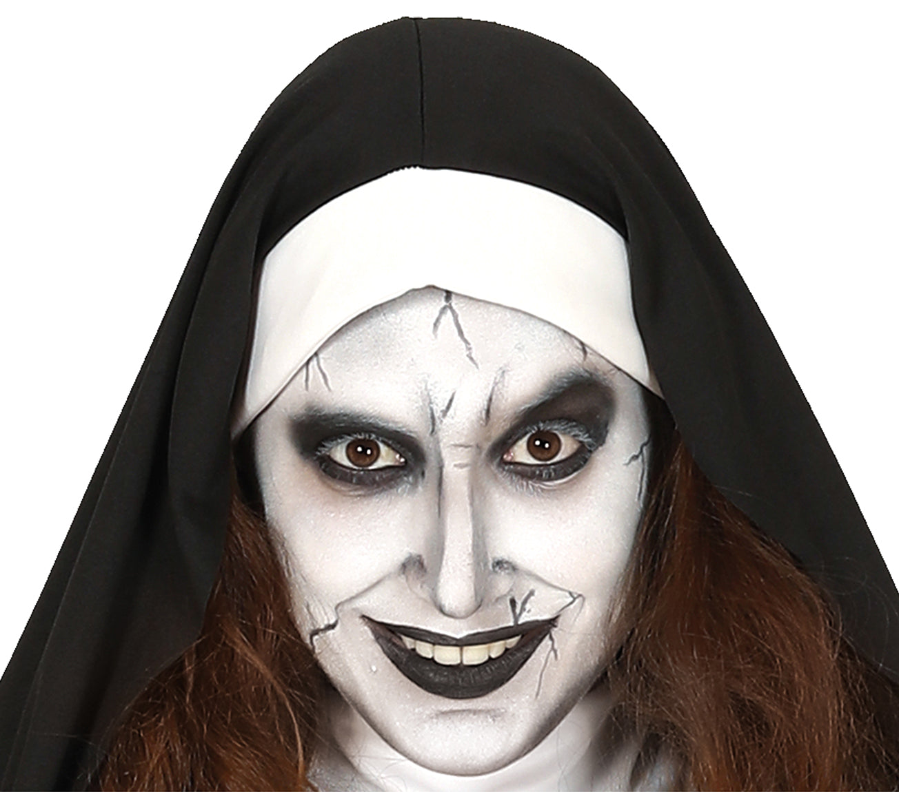 GP88793 – Halloween Nonne Kostüm Gruselige – Größe: 44 - 46 (XL) – Farbe: Schwarz