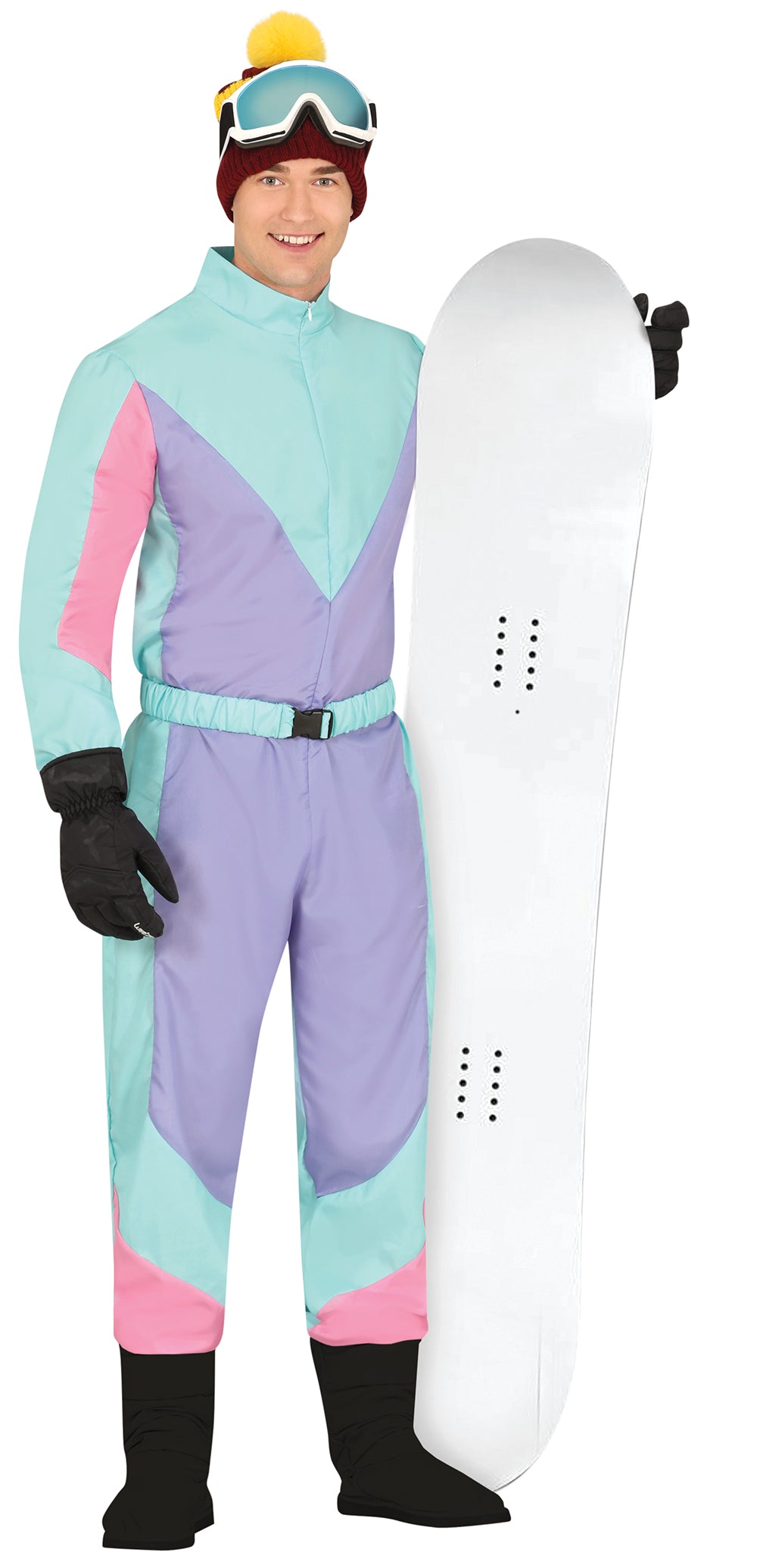 GP84174 – Sportlicher 80er Karneval Retro Skianzug – Größe: 46 - 48 (S), 48 - 50 (M), 52 - 54 (L), 54 - 56 (XL) – Farbe: Blau