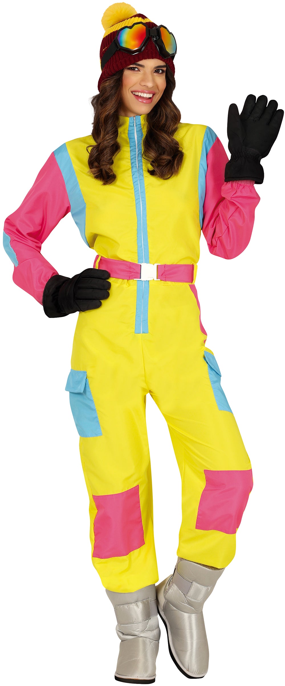GP84186 – Achtziger Jahre Ski Kostüm Gelb – Größe: 36 - 38 (S), 38 - 40 (M), 42 - 44 (L), 44 - 46 (XL) – Farbe: Gelb