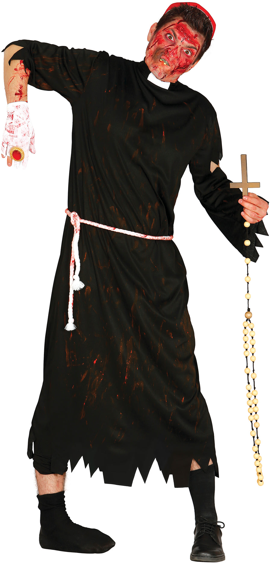 Zombie Priester Kostüm für Herren mit Kappe