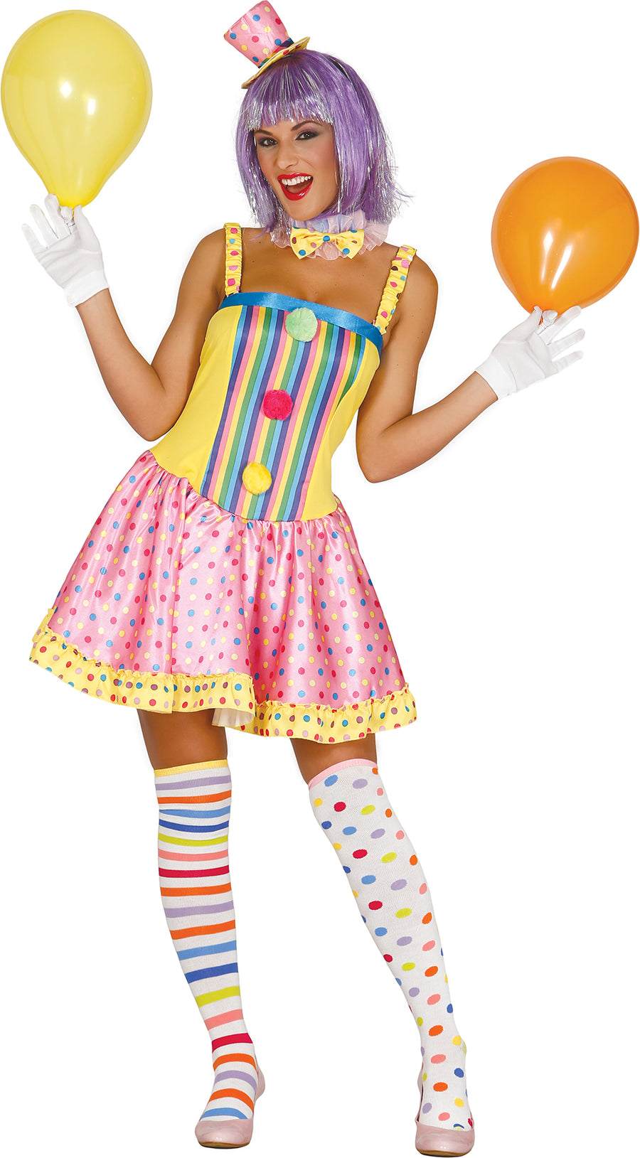 Clown Kostüm für Damen mit Mini Hut