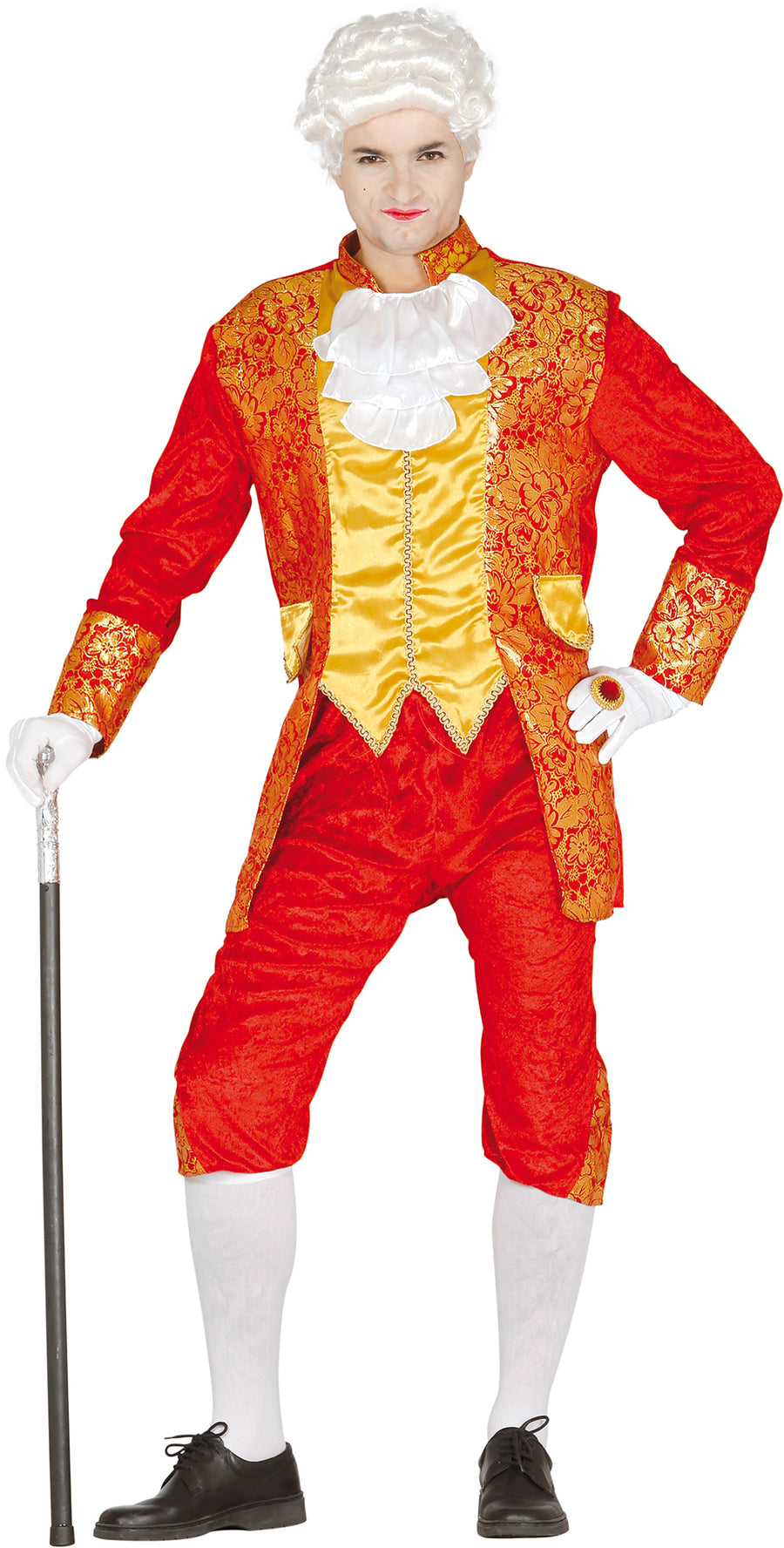 Graf Kostüm für Herren rot gold mit Jabot