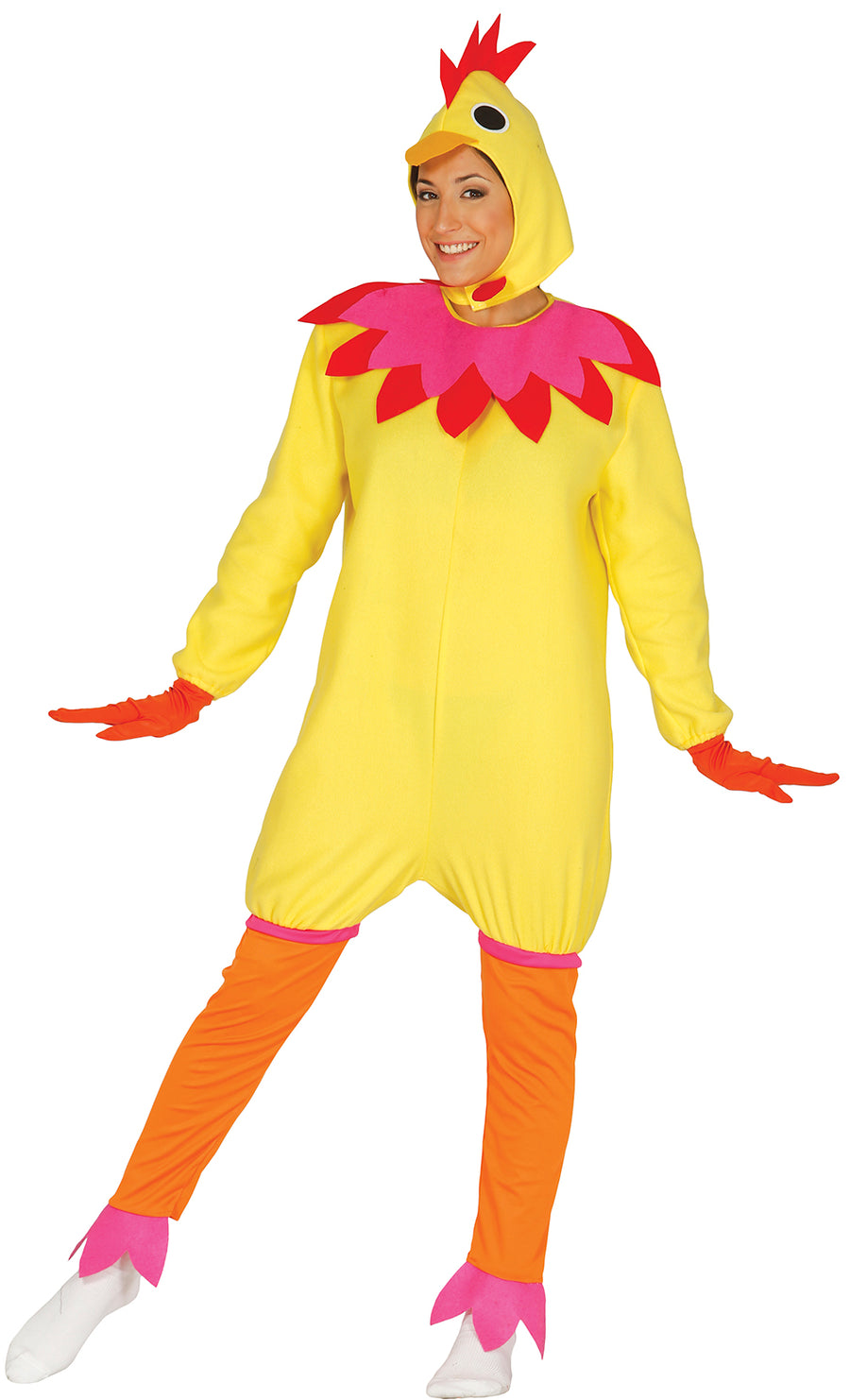 Huhn Kostüm für Damen gelb mit Kapuze