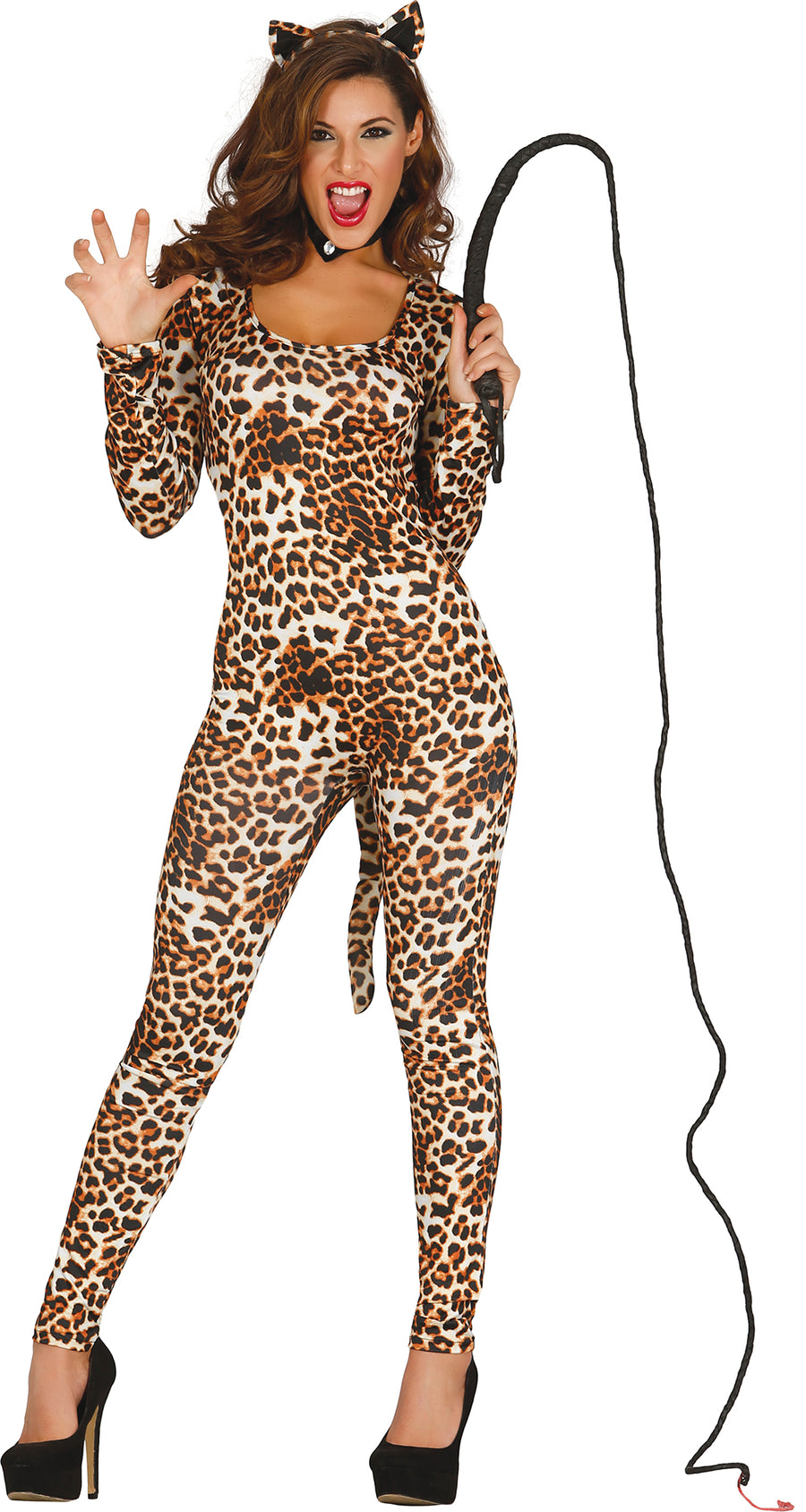 Leoparden Kostüm für Damen mit Schwanz