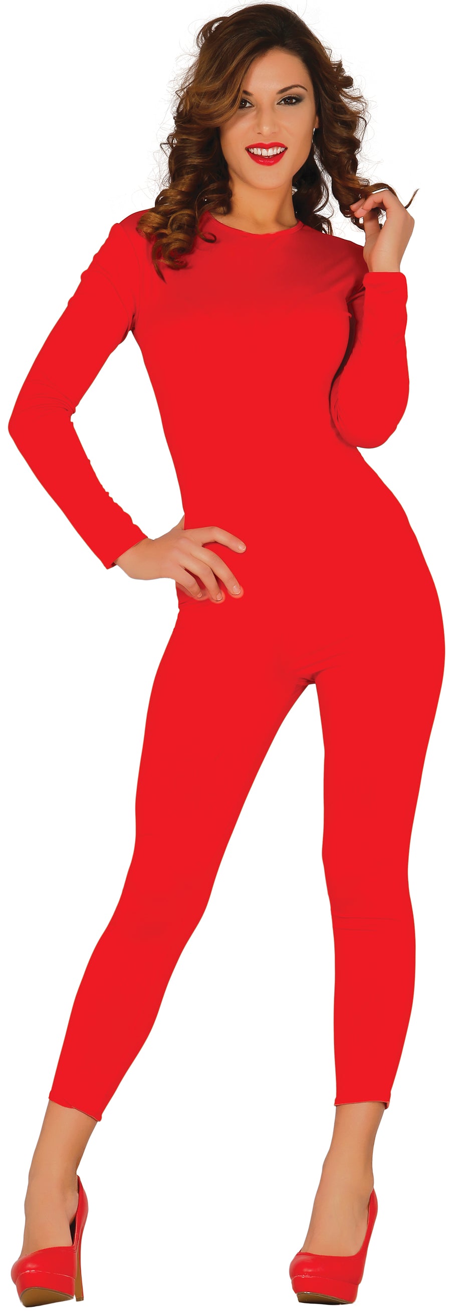 Catsuit für Damen rot langarm