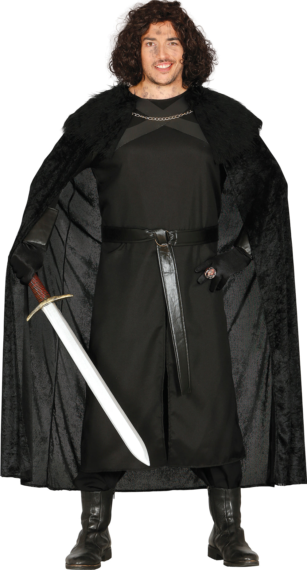 GP84527 – Ritterliches Kostüm Set Mit Umhang – Größe: 52 - 54 (L) – Farbe: Schwarz