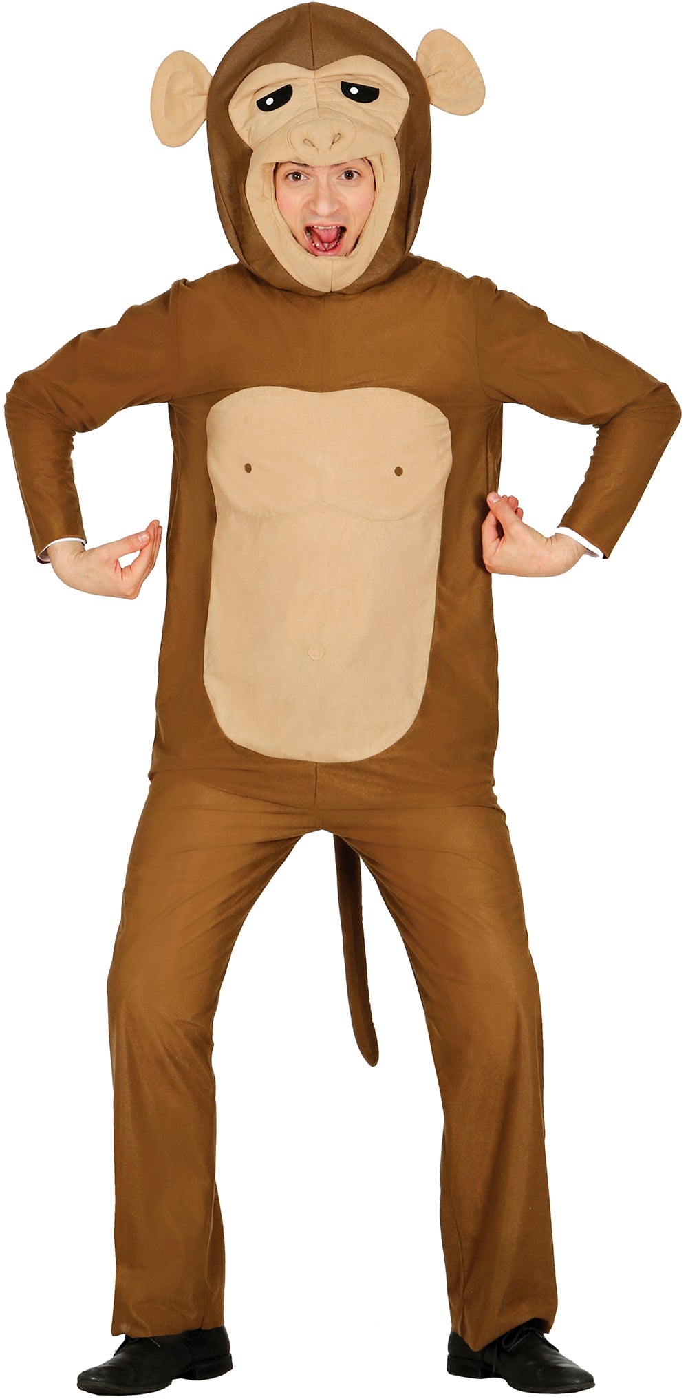 GP84560 – Affenkarneval Kostüm Tieroverall – Größe: 52 - 54 (L) – Farbe: Braun
