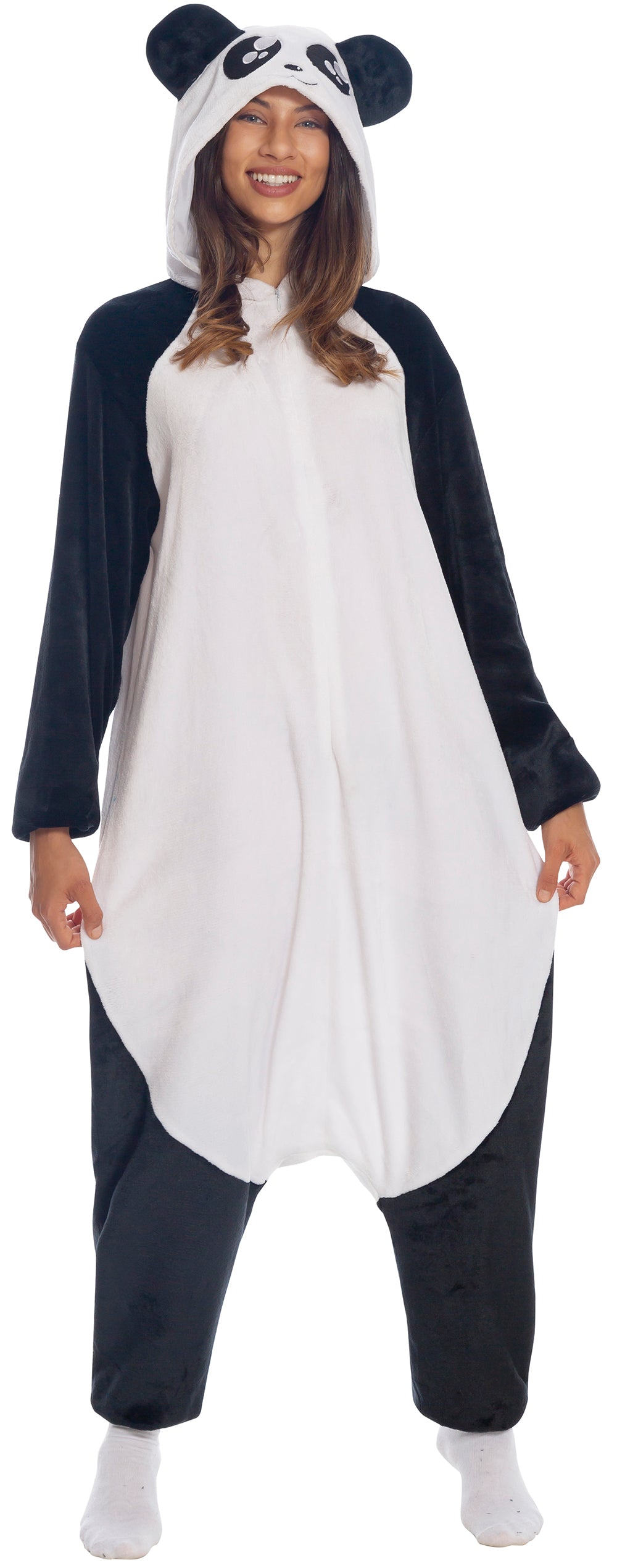 GP84612 – Tier Kigurumi Panda Kostüm Overall – Größe: 42 - 44 (L) – Farbe: Weiß