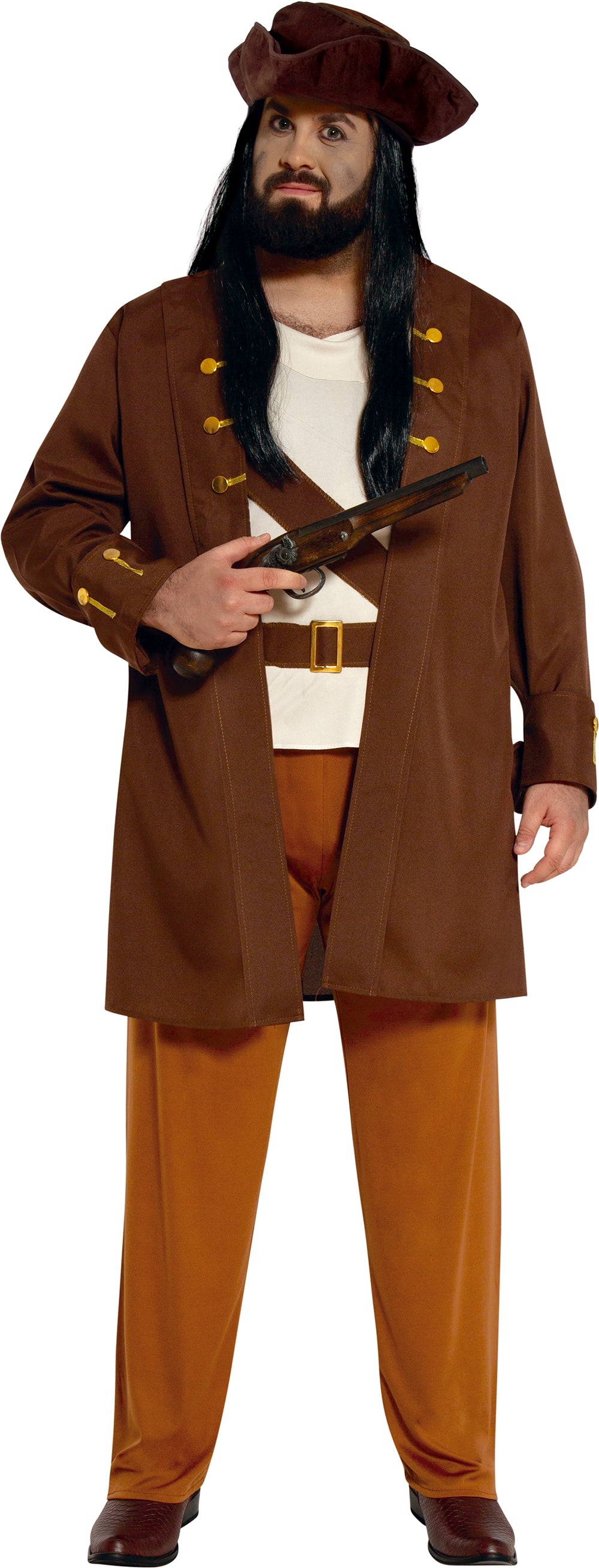 GP80512 – Pirat Kapitän Abenteuer Karneval – Größe: 54 - 56 (XL) – Farbe: Braun