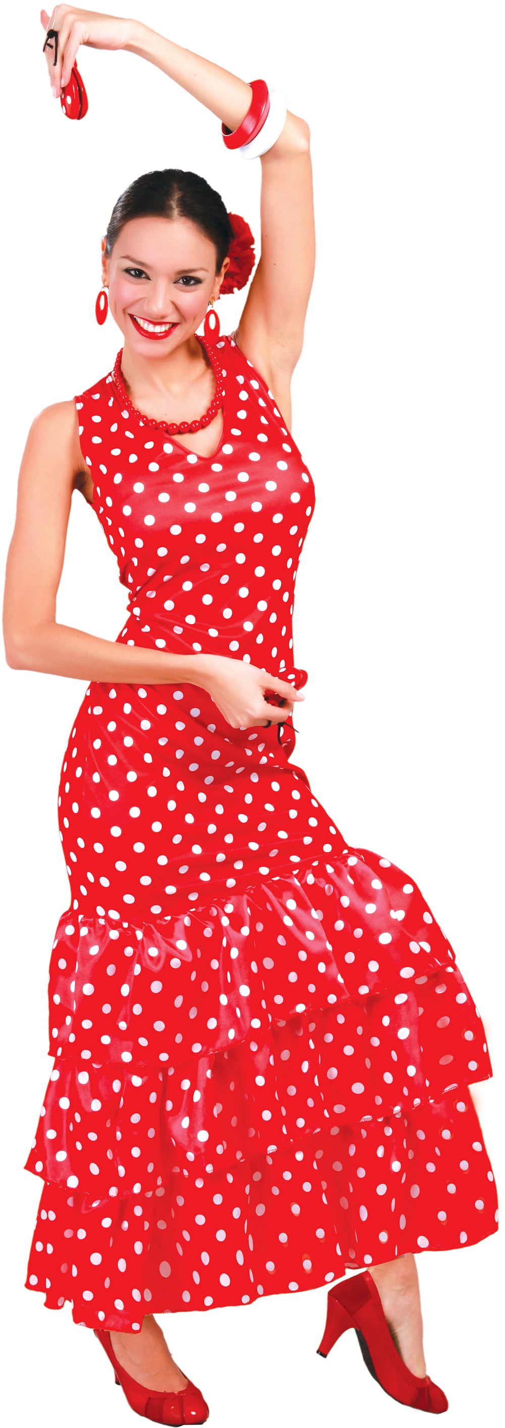 GP80629 – Tänzerin Kleid Kultur Flamenco – Größe: 42 - 44 (L) – Farbe: Rot