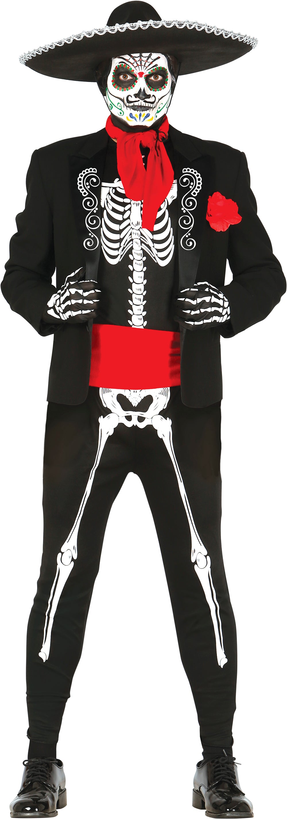 GP84297 – Skelett Mexikanischer Dia De Halloween – Größe: 48 - 50 (M) – Farbe: Schwarz