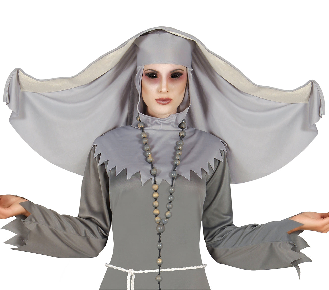 GP80947 – Halloween Nonne Dunkles Mysterium Kostümgeist – Größe: 38 - 40 (M) – Farbe: Grau