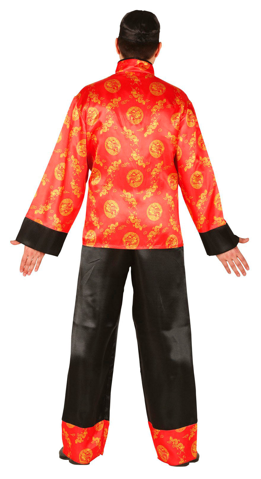 GP80666 – Asiatisches Karnevalsoutfit Drachenmuster – Größe: 48 - 50 (M) – Farbe: Rot