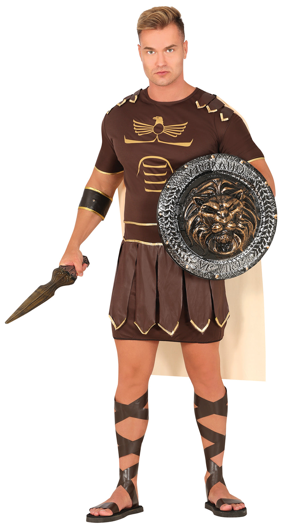GP84848 – Römer Gladiator Antiker Krieger Kostüm – Größe: 48 - 50 (M) – Farbe: Braun