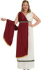 GP80853 – Römische Göttin Toga Kostüm Karneval – Größe: 44 - 46 (XL) – Farbe: Rot