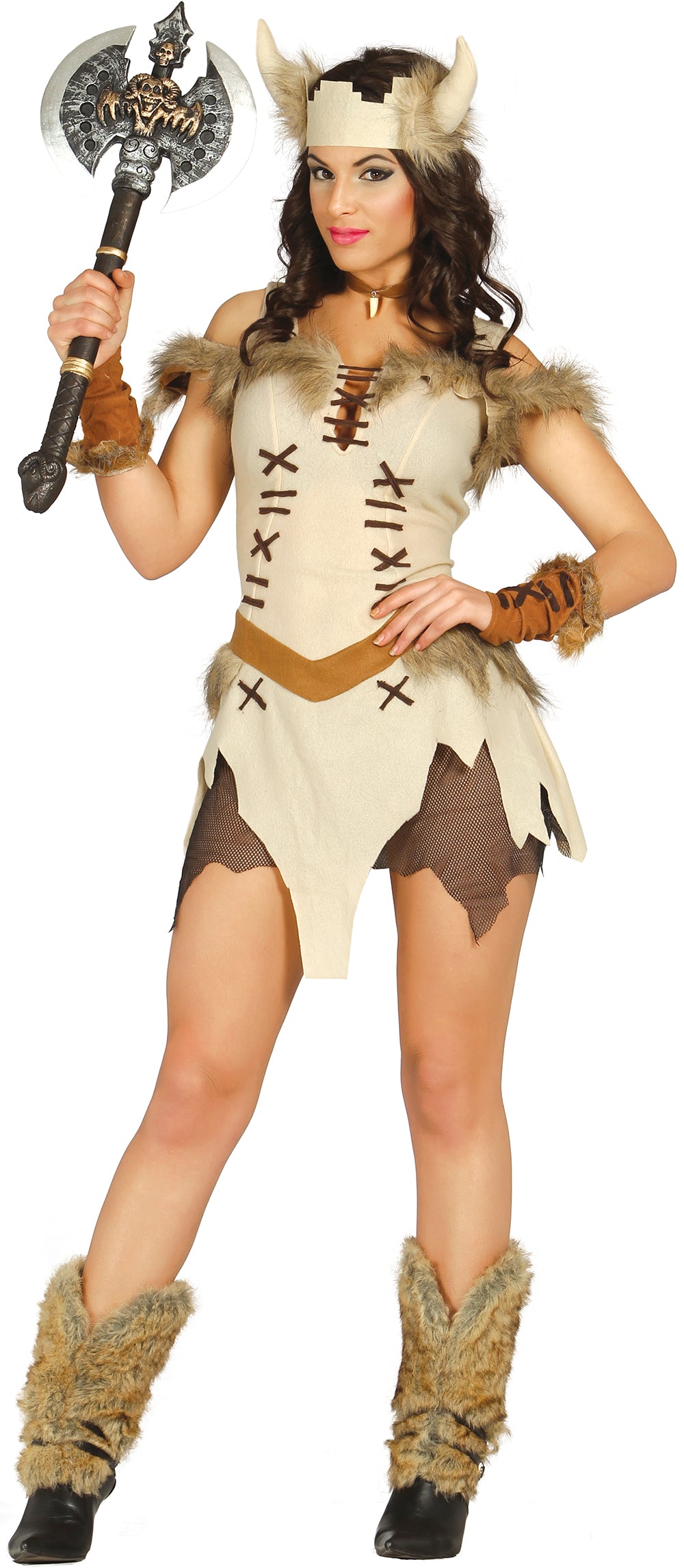 GP84896 – Wikinger Abenteuer Kriegerin Kostüm – Größe: 36 - 38 (S) – Farbe: Beige