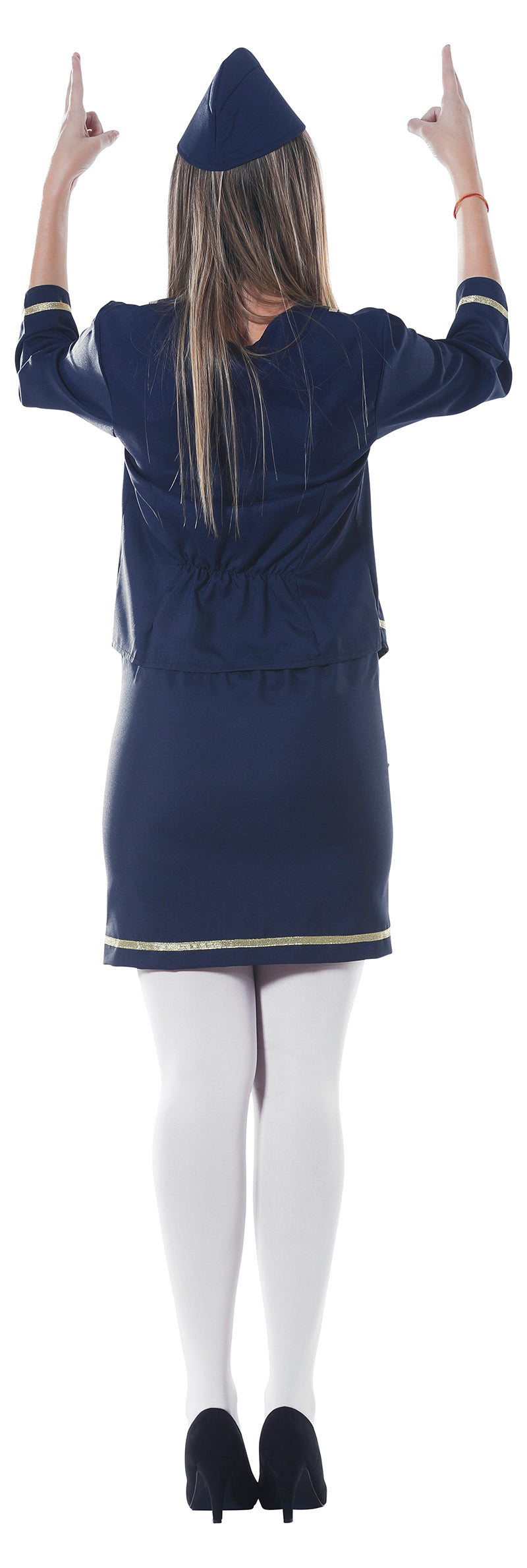 GP84577 – Lotsen Uniform Karnevalskostüm Flugassistent – Größe: 36 - 38 (S) – Farbe: Blau