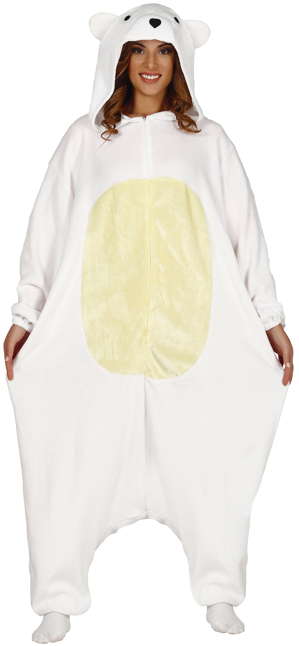 GP84585 – Tier Kigurumi Kostüm Polar Karneval – Größe: 38 - 40 (M) – Farbe: Weiß