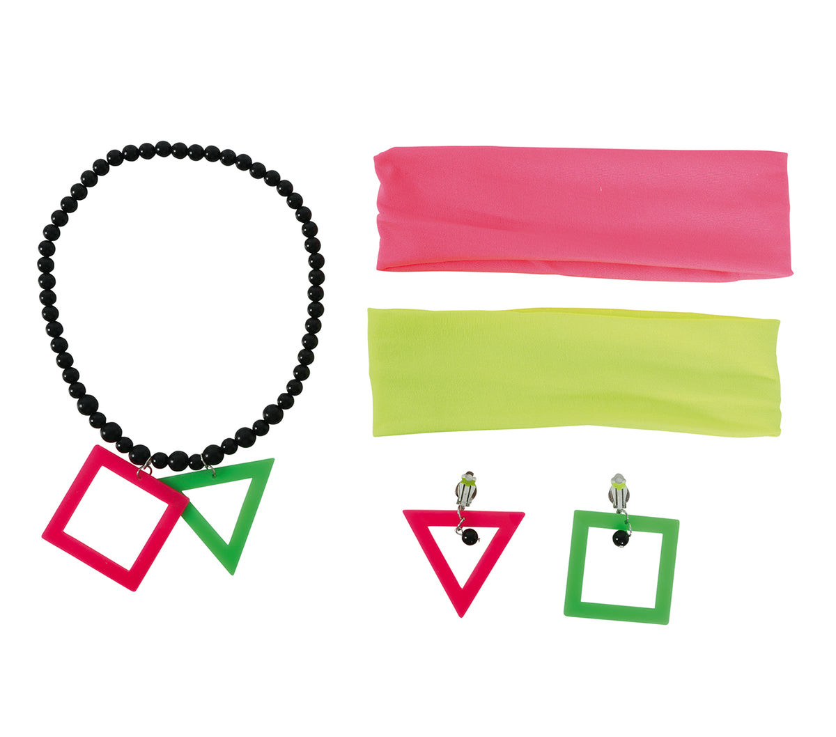 GP18846 – 80er Jahre Accessoire Set für Damen 5 teilig – Farbe: Mehrfarbig