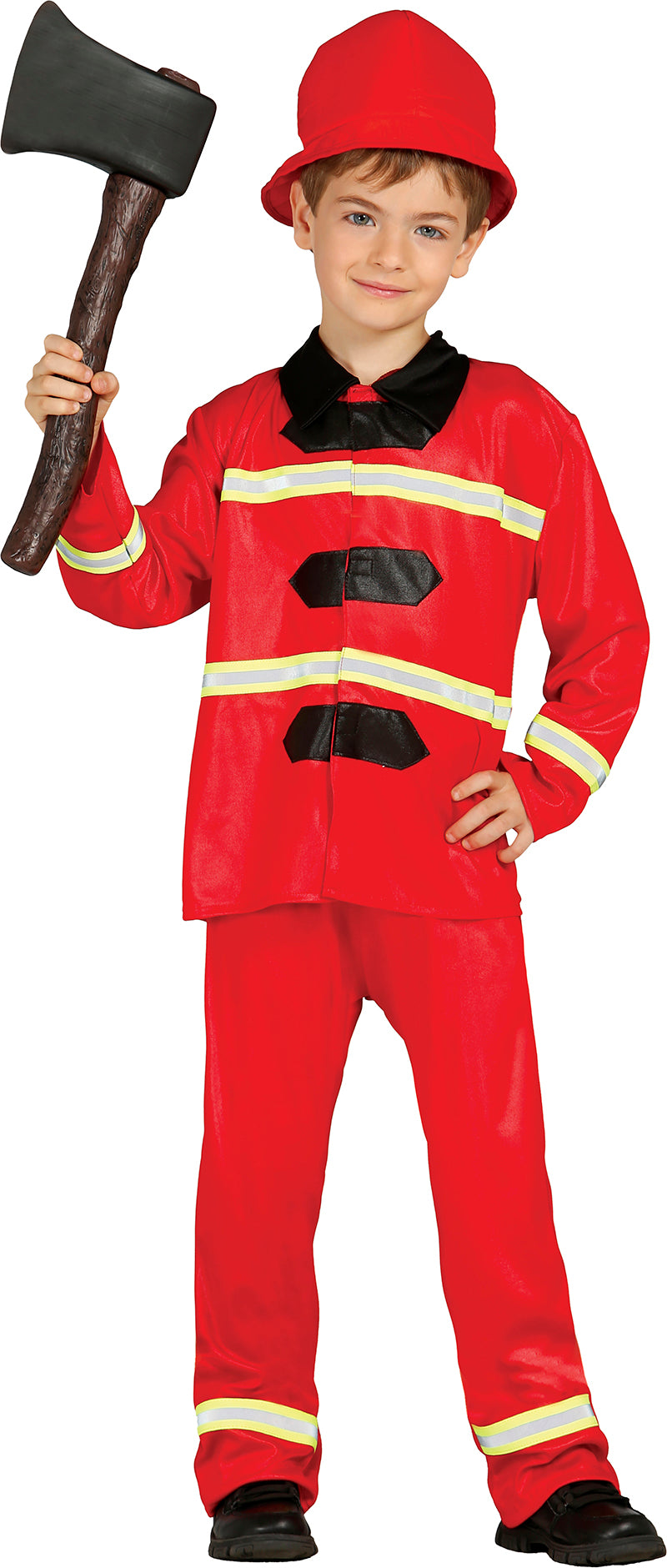 GP85588 – Feuerwehr Held Kostüm Karneval – Größe: 98/104 – Farbe: Rot