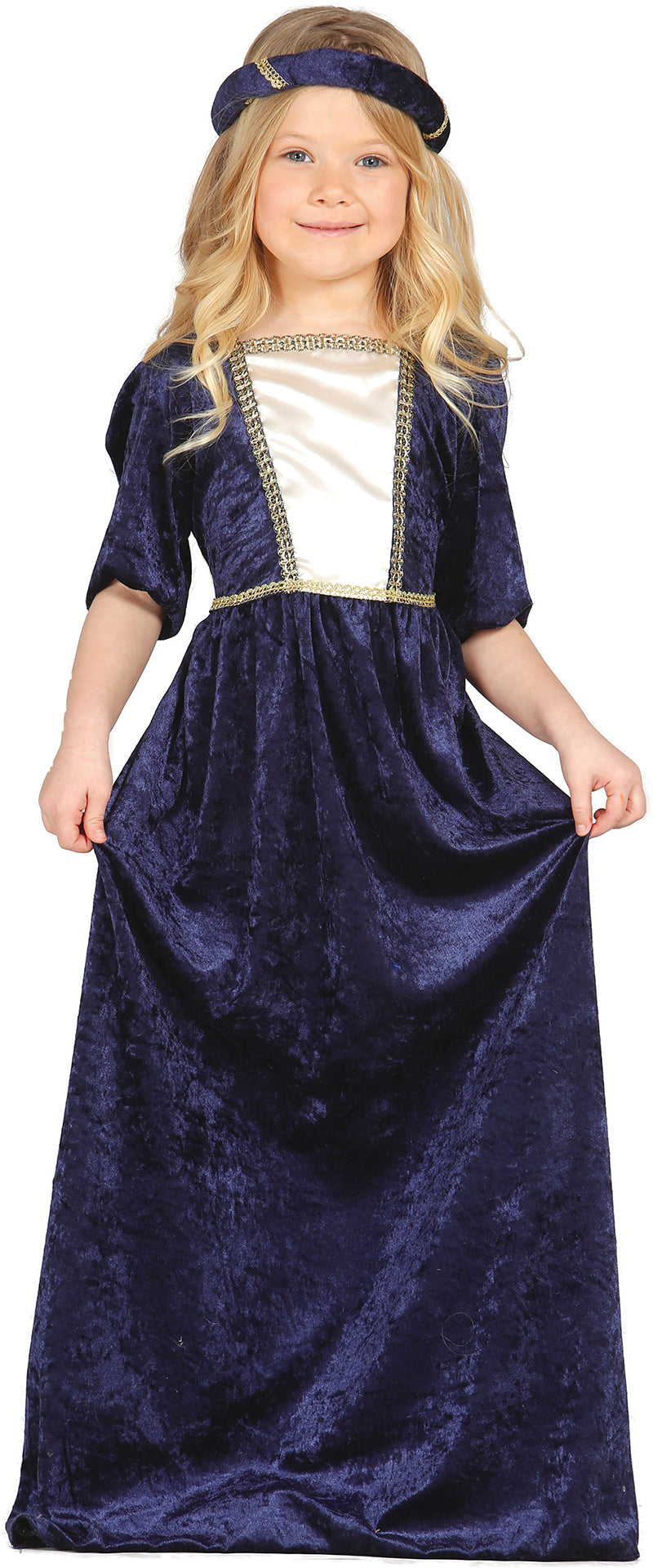 GP85596 – Prinzessin Mittelalter Kostüm Kinder – Größe: 128/134 – Farbe: Blau