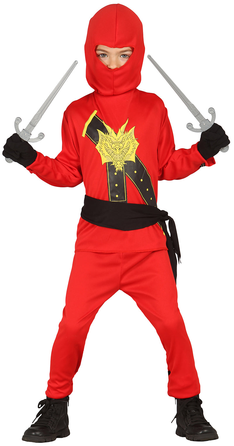 GP85708 – Ninja Krieger Karneval Anzug Kampfkunst – Größe: 140/146 – Farbe: Rot
