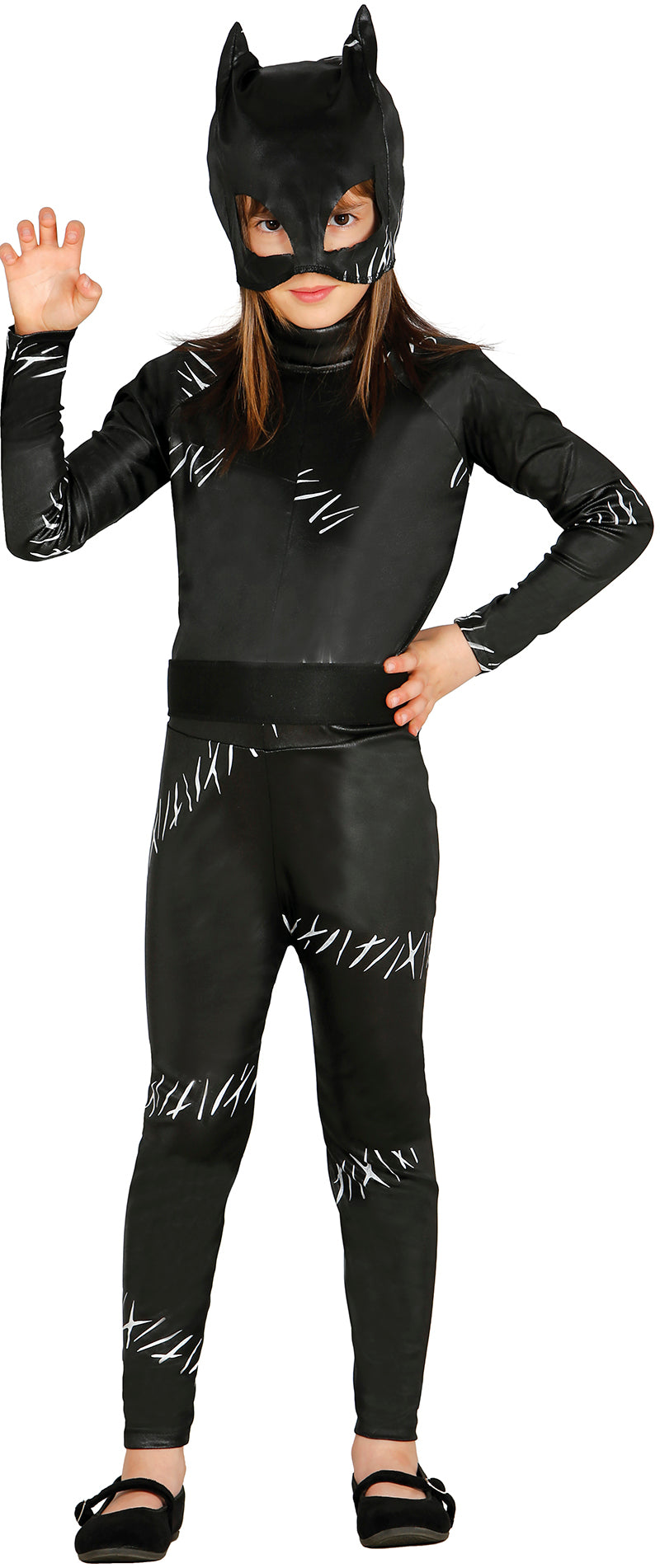 GP85737 – Maskierte Katze Abenteuerfigur Jumpsuit – Größe: 110/116 – Farbe: Schwarz