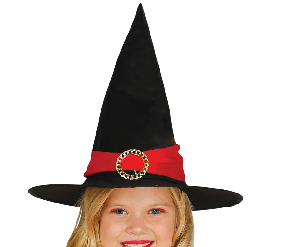 GP85774 – Hexenmeisterin Halloween Kostüm Schwarzer Hut – Größe: 110/116 – Farbe: Rot, Ansicht 2