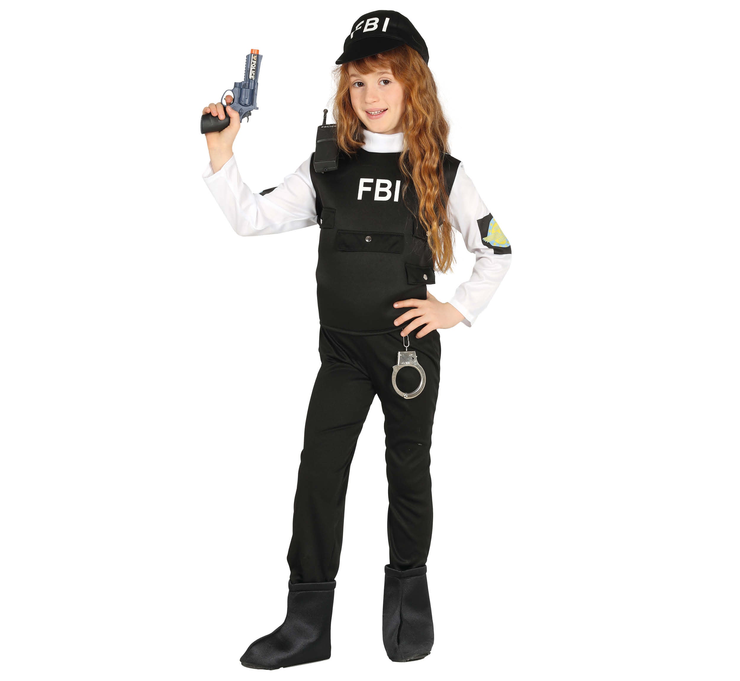 GP85961 – Polizei Abenteuer Kostüm Kinder Karneval – Größe: 110/116 – Farbe: Schwarz