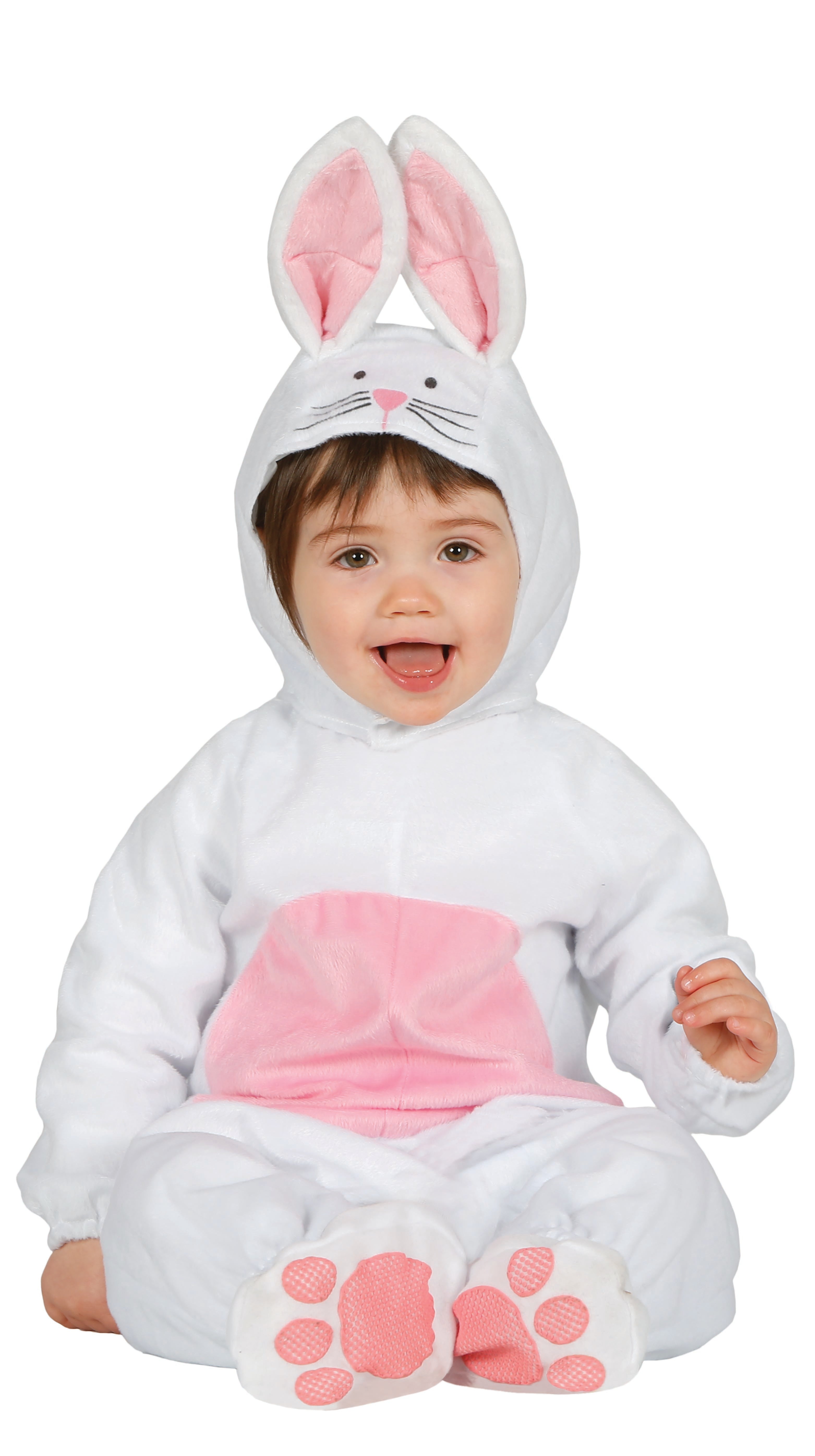 GP85981 – Tierkarneval Babyhasen Anzug Kapuze Füßling – Größe: 74/80 – Farbe: Weiß
