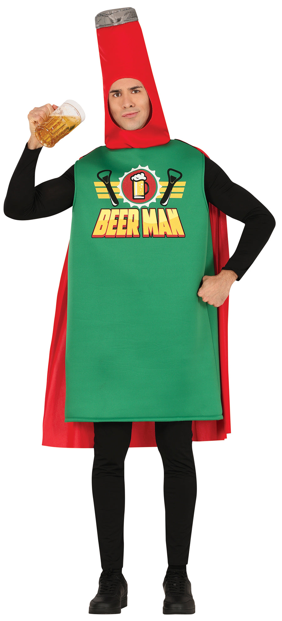 Bierflaschen Kostüm für Herren grün