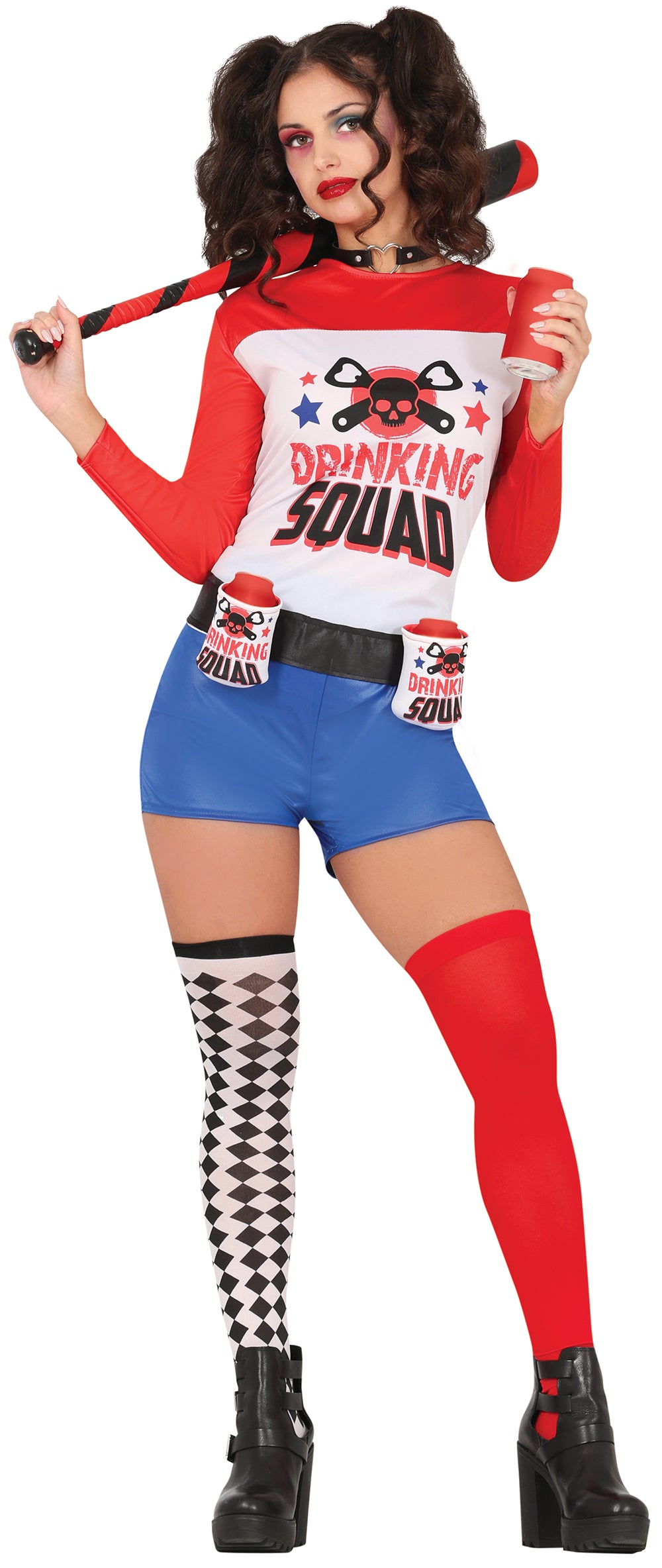 GP86020 – Superhelden Harlekin Abenteuerfigur – Größe: 36 - 38 (S), 38 - 40 (M), 42 - 44 (L) – Farbe: Rot