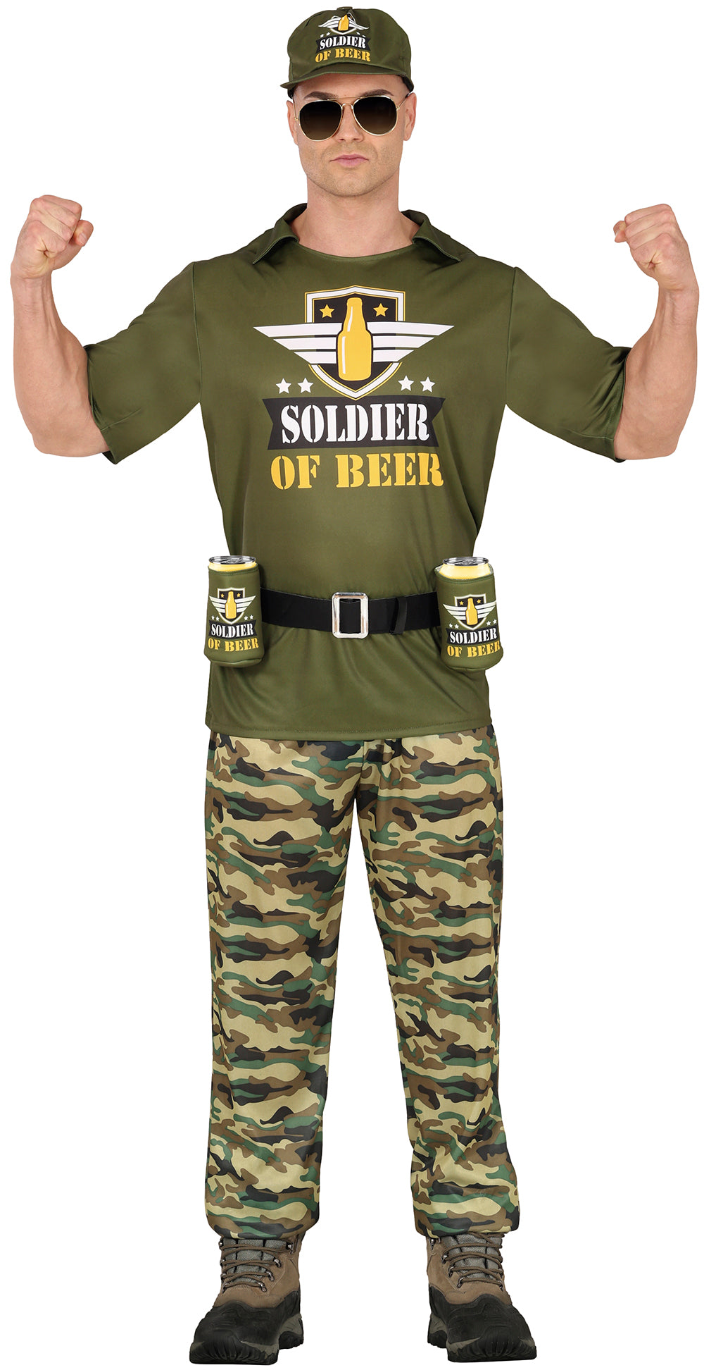 GP86026 – Militär Bier Held Outfit Junggesellenabschied – Größe: 48 - 50 (M), 52 - 54 (L) – Farbe: Grün