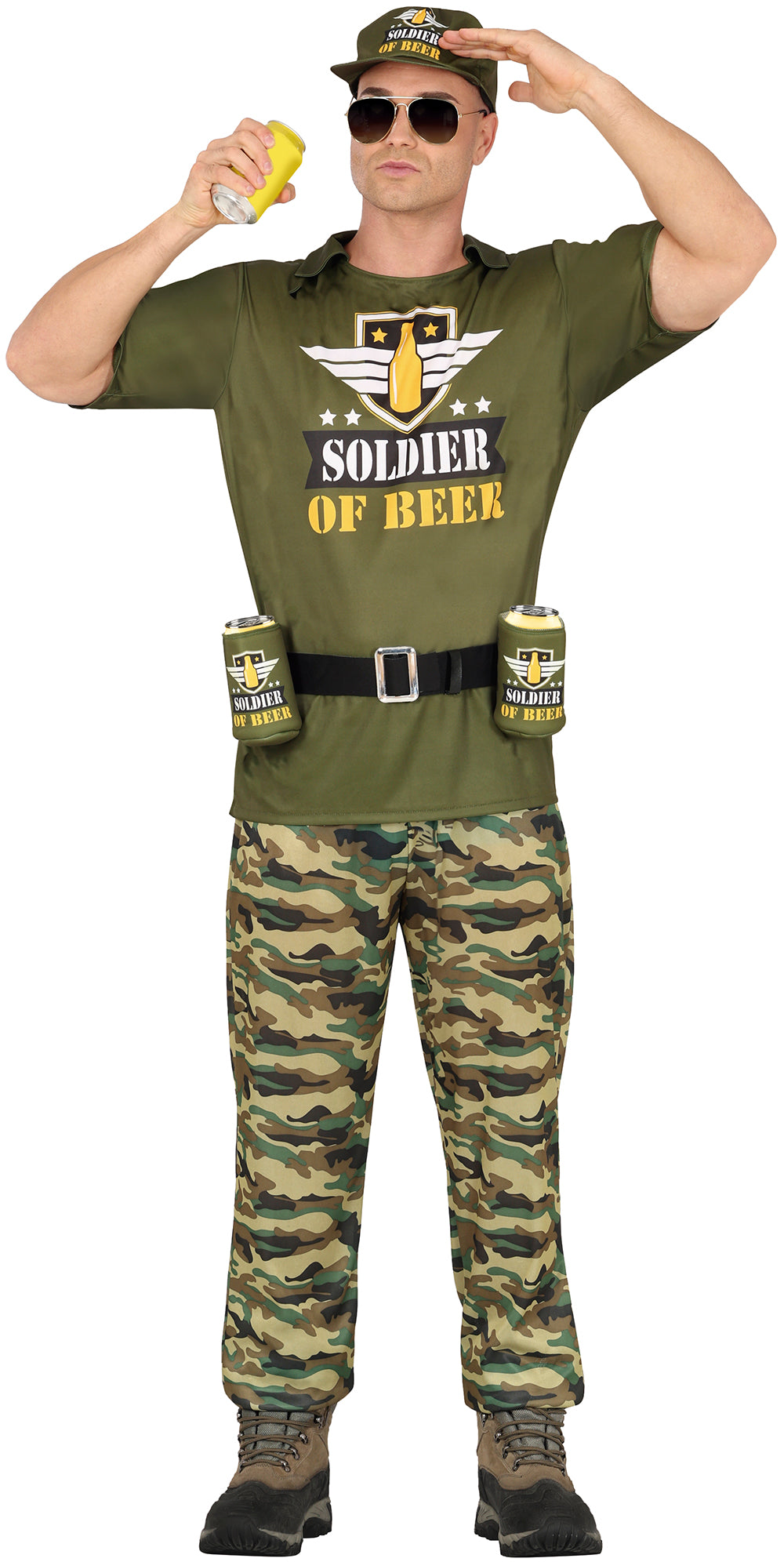 GP86026 – Militär Bier Held Outfit Junggesellenabschied – Größe: 48 - 50 (M), 52 - 54 (L) – Farbe: Grün