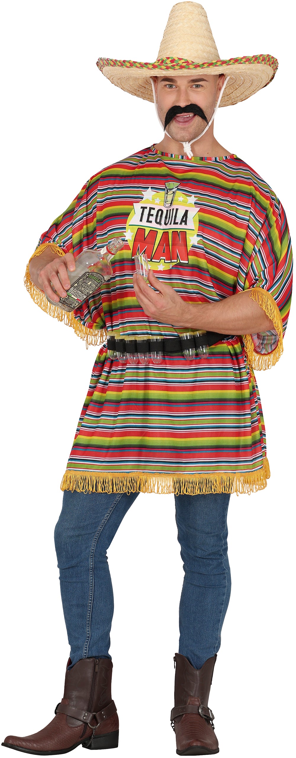 GP86033 – Superheld Sombrero Abenteuer Figur Poncho – Größe: 52 - 54 (L) – Farbe: Mehrfarbig