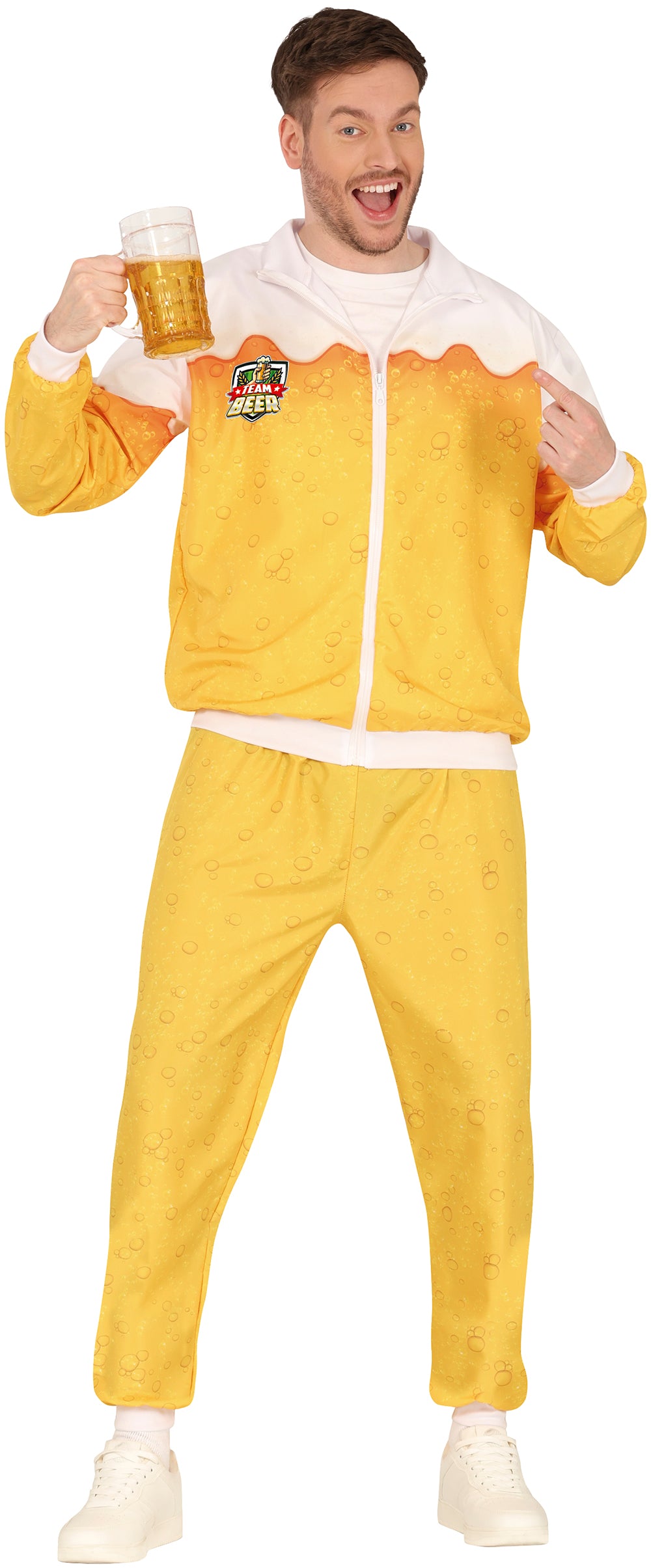 GP86035 – Bier Party Karneval Outfit Gelb Jacke Hose – Größe: 48 - 50 (M), 52 - 54 (L) – Farbe: Gelb