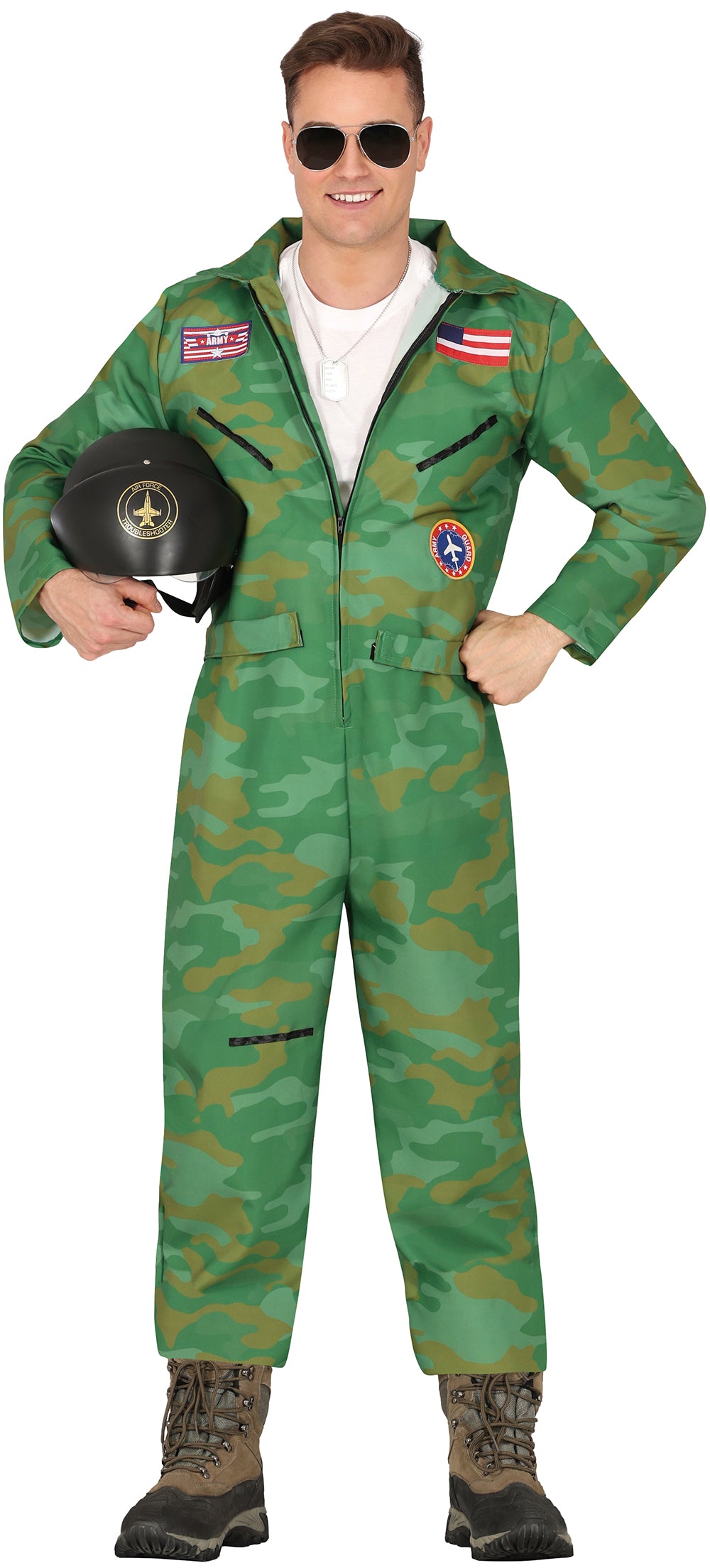 GP86054 – Pilot Overall Karnevalskostüm – Größe: 48 - 50 (M), 52 - 54 (L) – Farbe: Grün