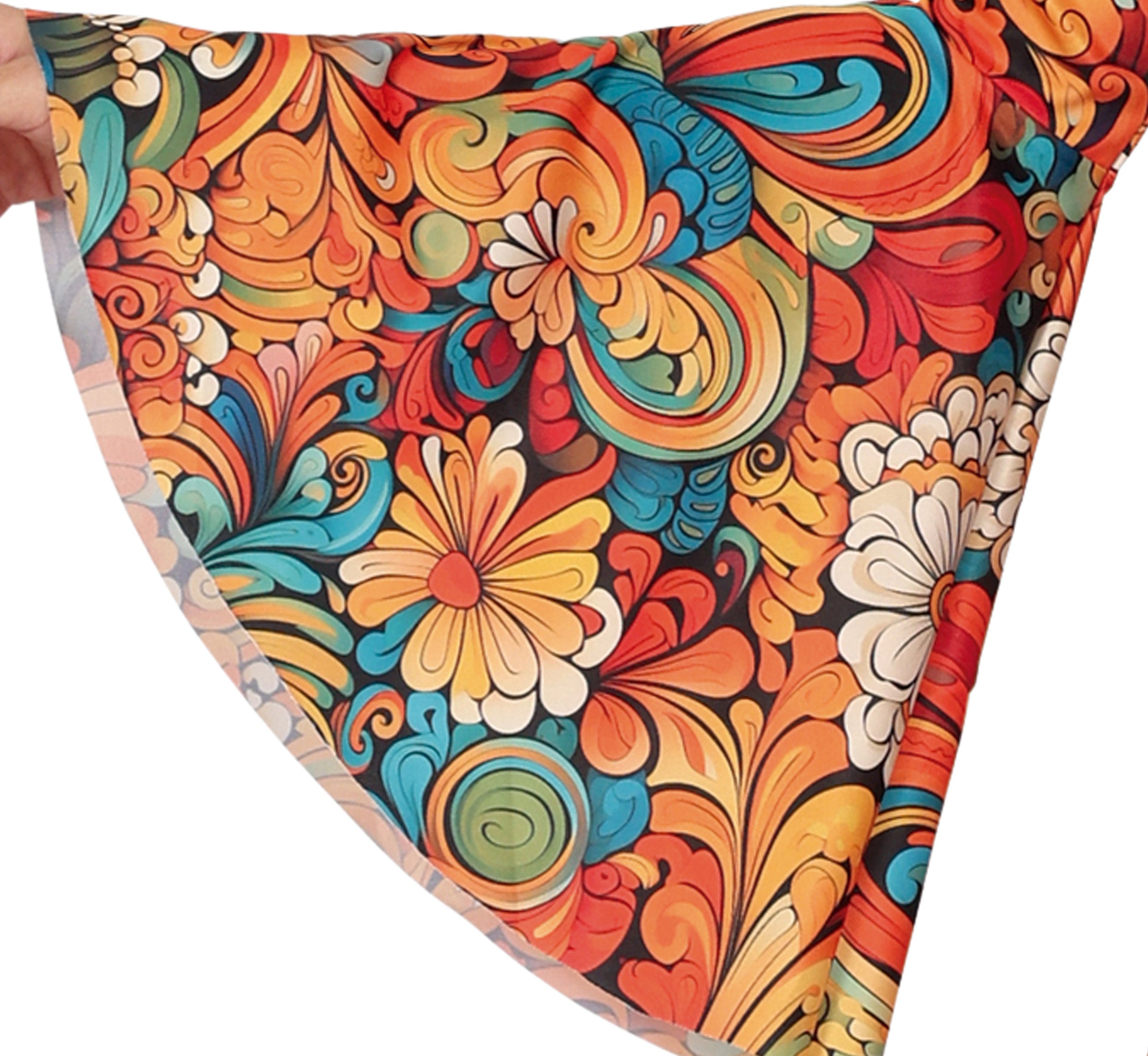GP86057 – Hippie 70s Blumenmuster Stirnband Kleid – Größe: 36 - 38 (S), 38 - 40 (M), 42 - 44 (L) – Farbe: Mehrfarbig