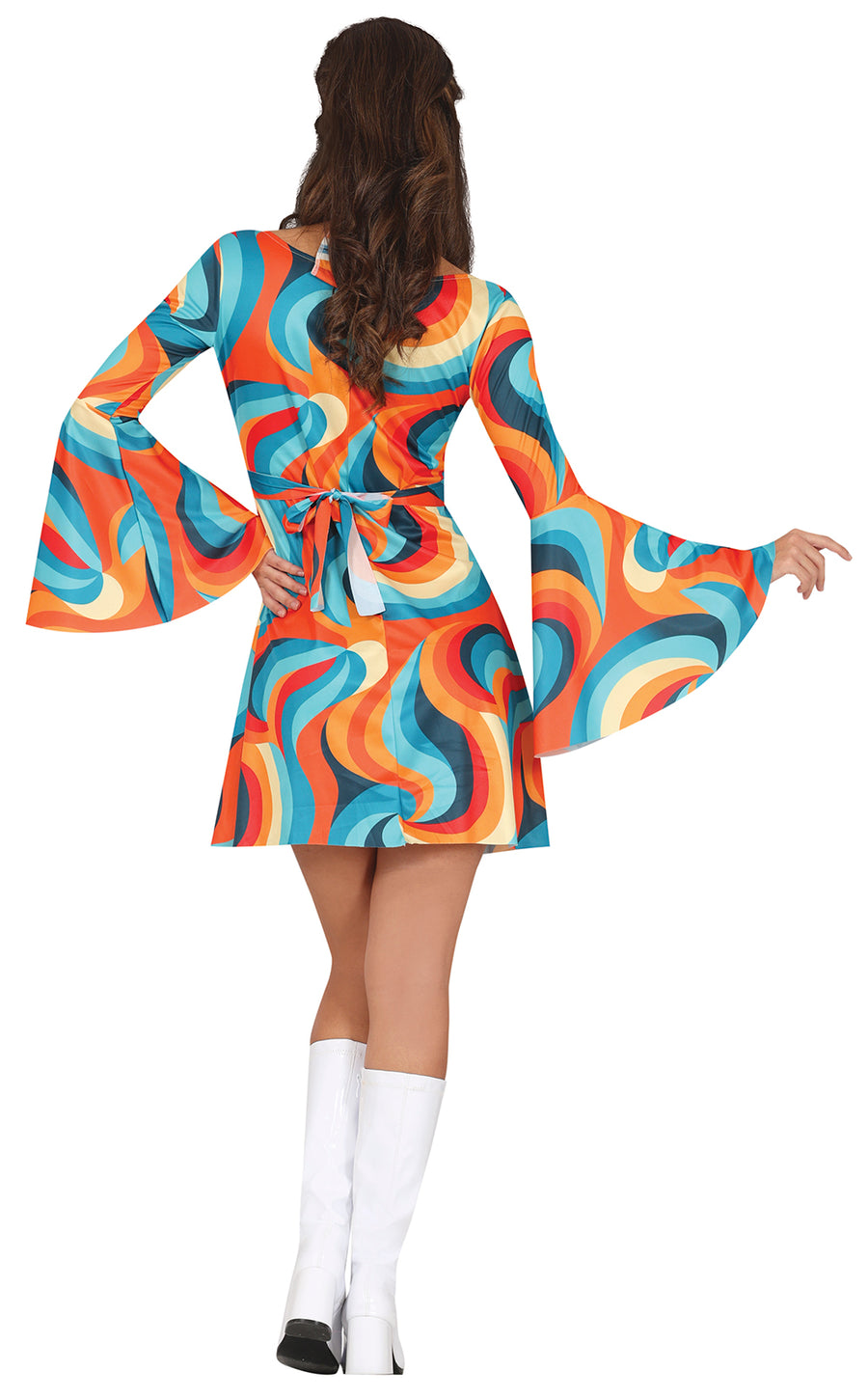 GP86067 – Hippie 70s Psychedelic Kleid Karneval – Größe: 36 - 38 (S), 38 - 40 (M), 42 - 44 (L) – Farbe: Mehrfarbig, Ansicht 2