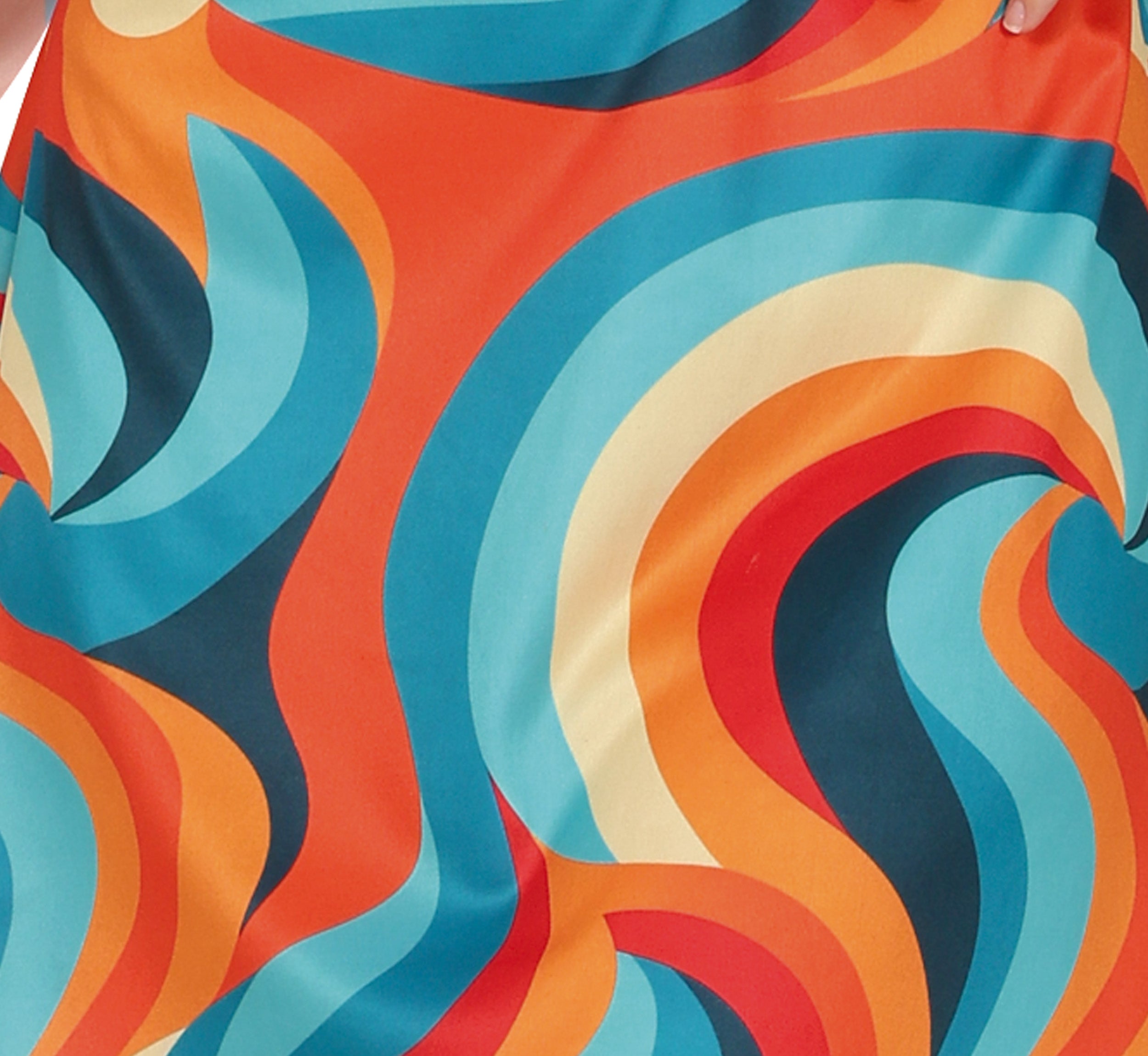 GP86067 – Hippie 70s Psychedelic Kleid Karneval – Größe: 36 - 38 (S), 38 - 40 (M), 42 - 44 (L) – Farbe: Mehrfarbig