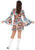 GP86071 – Hippie 70s Blumen Swingkleid Stirnband – Größe: 36 - 38 (S), 38 - 40 (M), 42 - 44 (L) – Farbe: Mehrfarbig