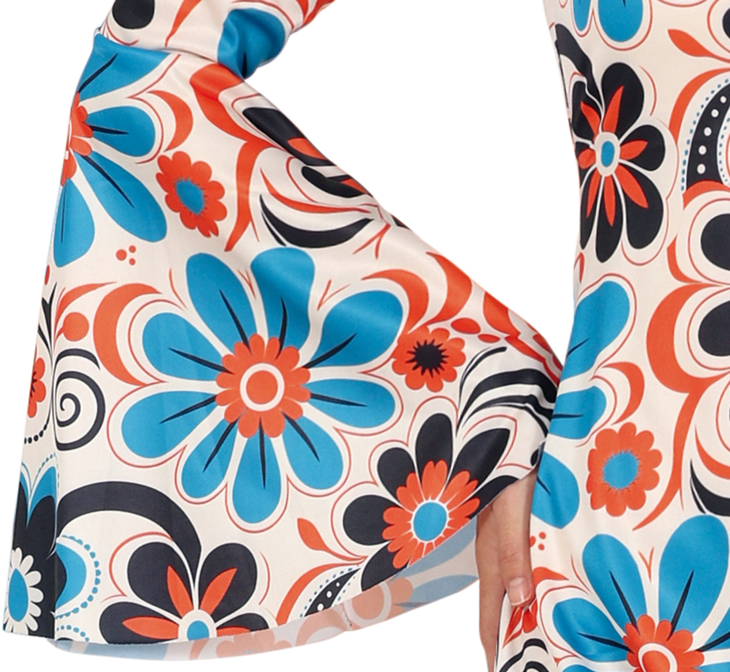 GP86071 – Hippie 70s Blumen Swingkleid Stirnband – Größe: 36 - 38 (S), 38 - 40 (M), 42 - 44 (L) – Farbe: Mehrfarbig