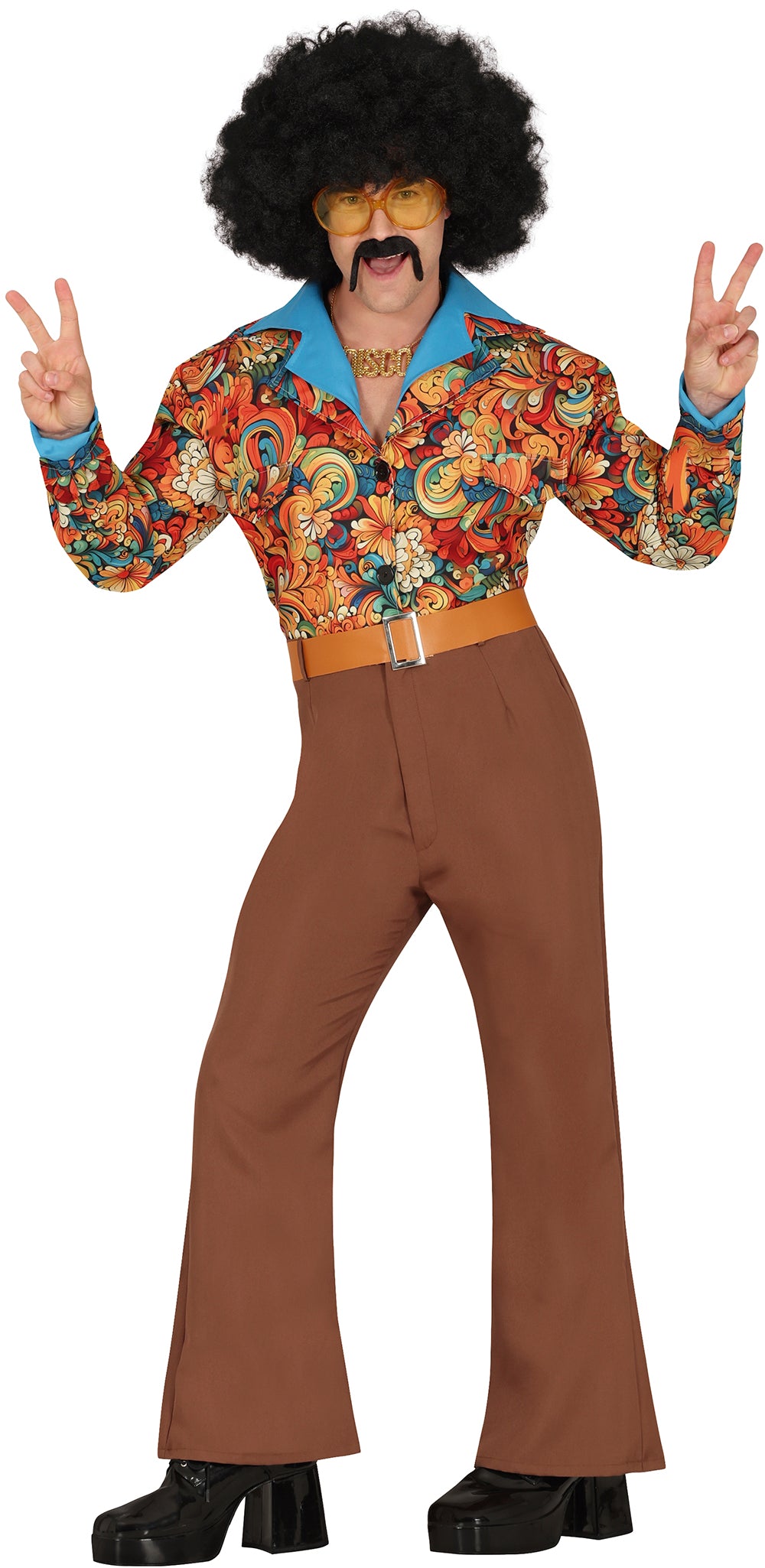 GP86076 – Hippie Disco Anzug Bunte Retro – Größe: 48 - 50 (M), 52 - 54 (L) – Farbe: Mehrfarbig