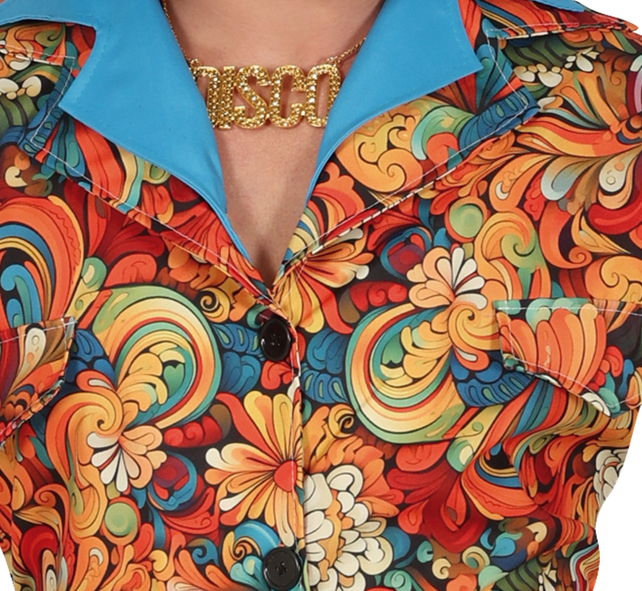 GP86076 – Hippie Disco Anzug Bunte Retro – Größe: 48 - 50 (M), 52 - 54 (L) – Farbe: Mehrfarbig