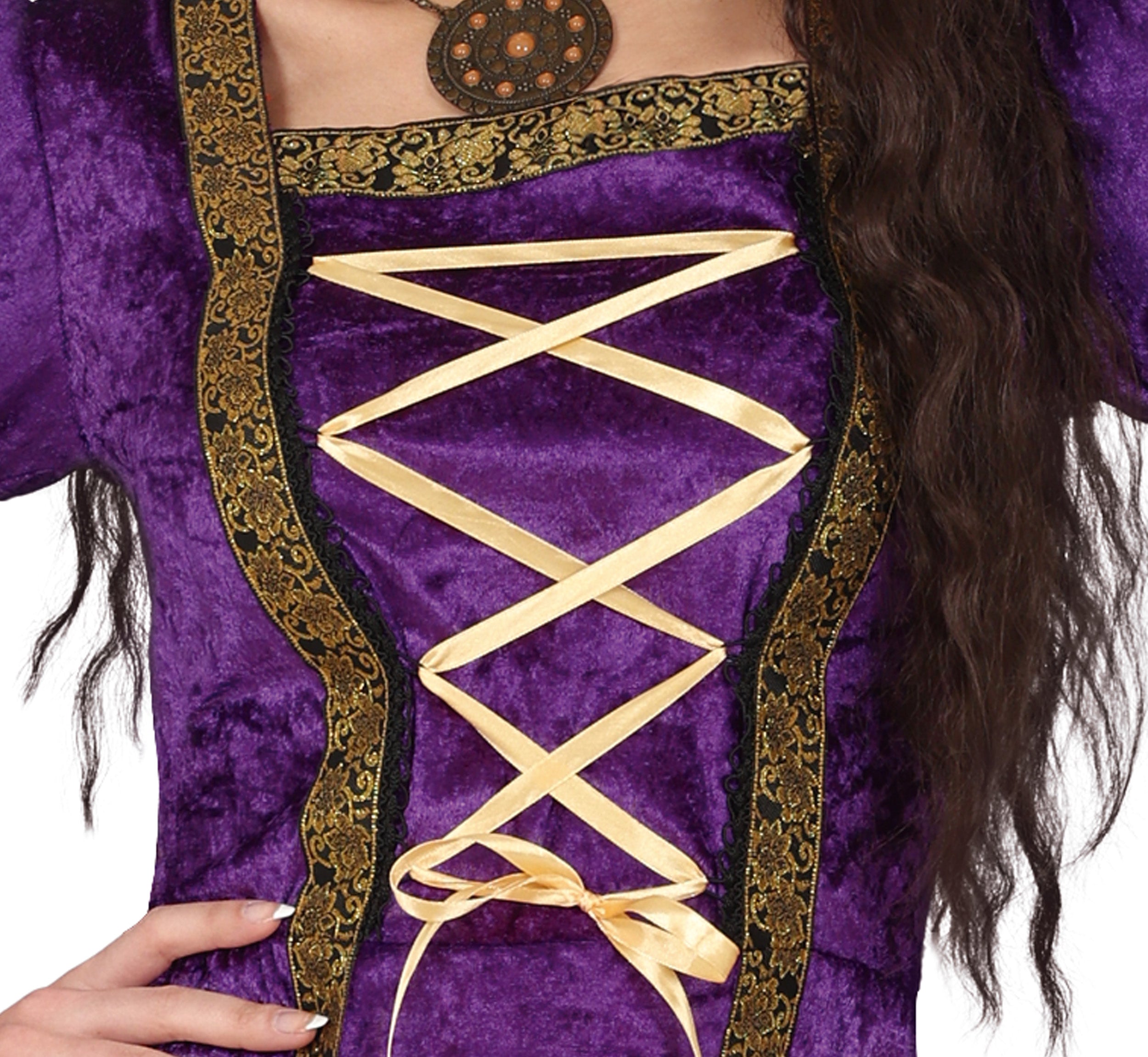 GP86103 – Prinzessin Mittelalter Karneval Kostüm – Größe: 36 - 38 (S), 38 - 40 (M), 42 - 44 (L) – Farbe: Lila