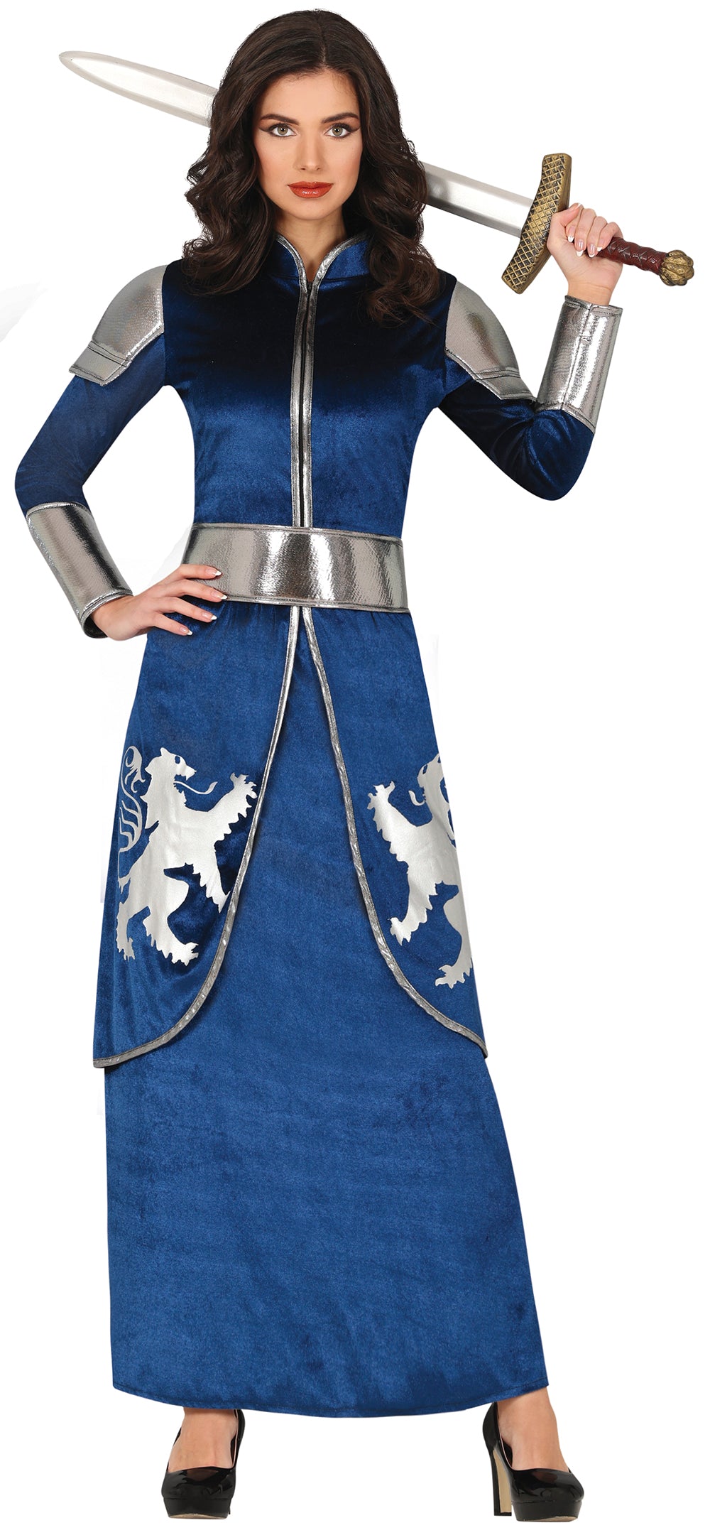 GP86113 – Ritterin Mittelalter Gewand Blau – Größe: 36 - 38 (S), 38 - 40 (M), 42 - 44 (L) – Farbe: Blau