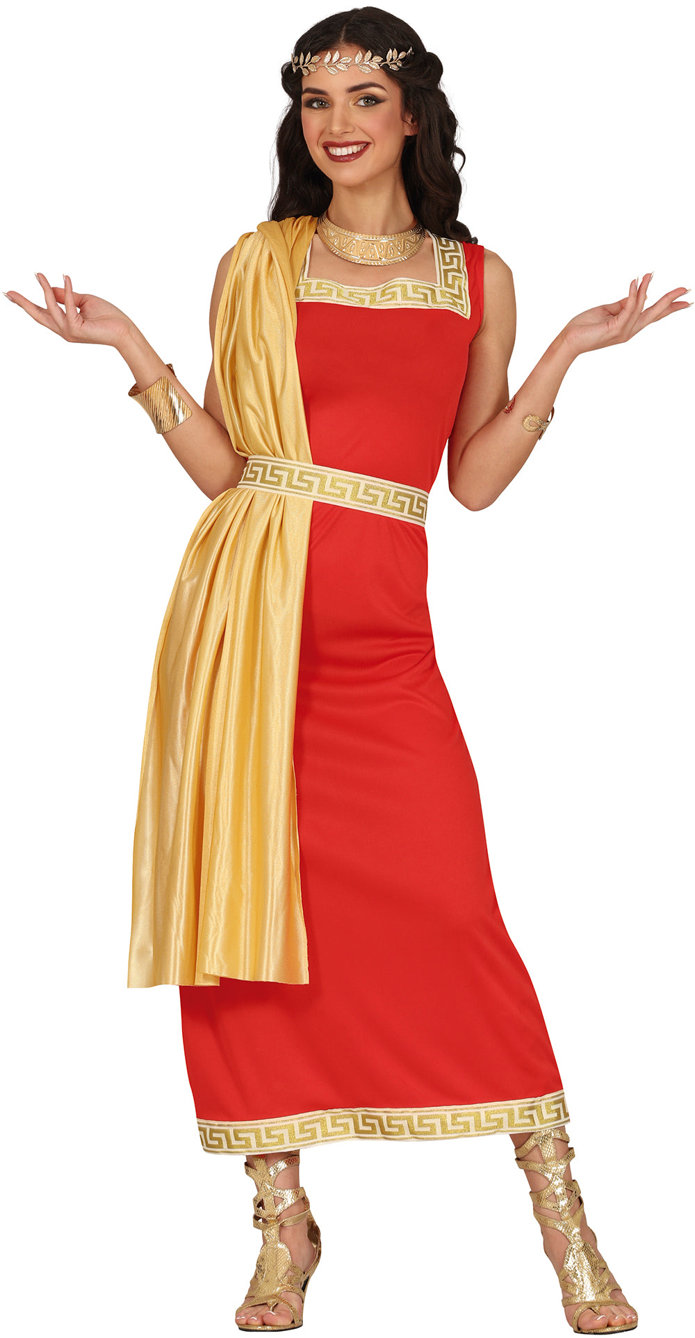 GP86137 – Roemer Toga Tunica Rot Gold Antikes Rom – Größe: 36 - 38 (S), 38 - 40 (M), 42 - 44 (L) – Farbe: Rot