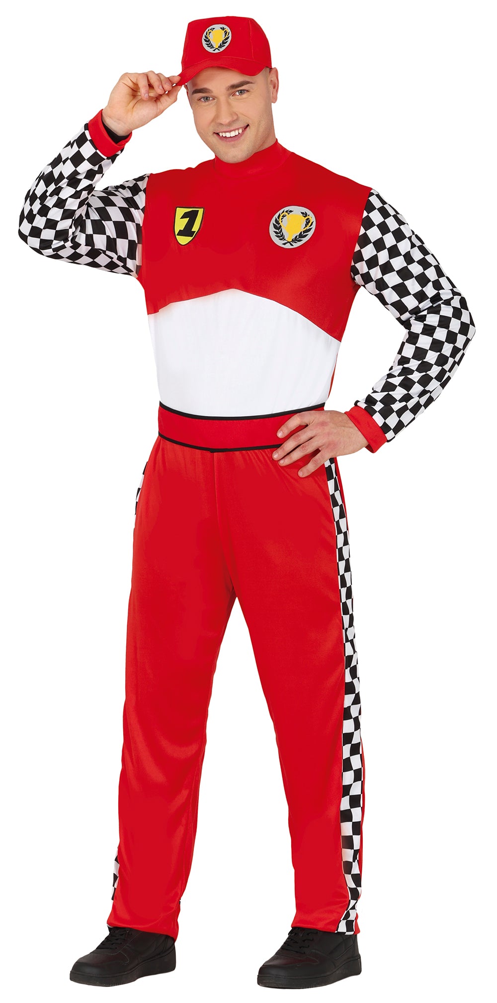 GP86221 – Sportlicher Rennfahrer Karneval Kostüm – Größe: 48 - 50 (M), 52 - 54 (L) – Farbe: Rot