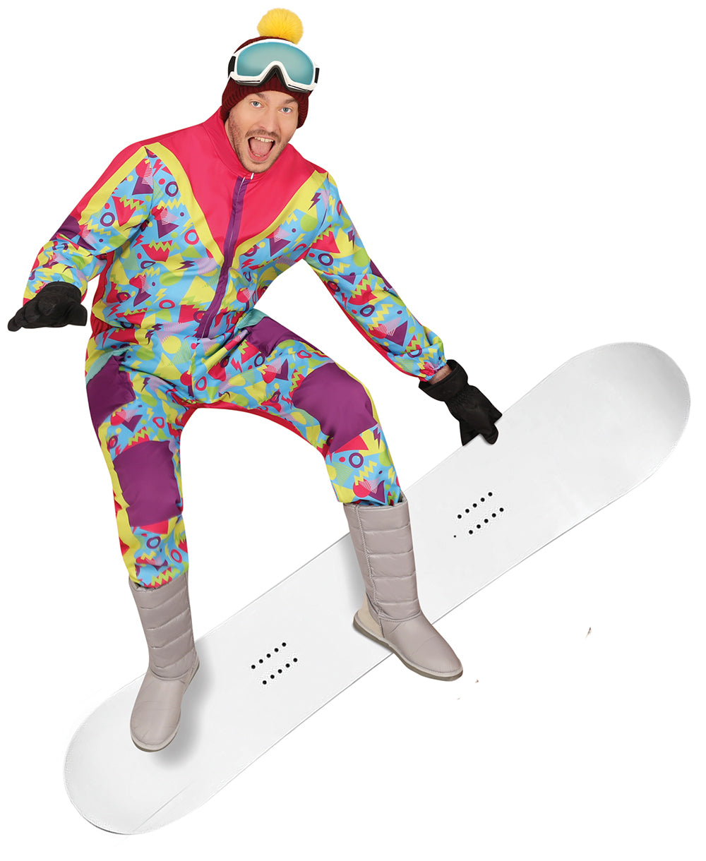 GP86237 – 80S Karneval Bunter Anzug Retro Skikostüm – Größe: 46 - 48 (S), 48 - 50 (M), 52 - 54 (L) – Farbe: Mehrfarbig
